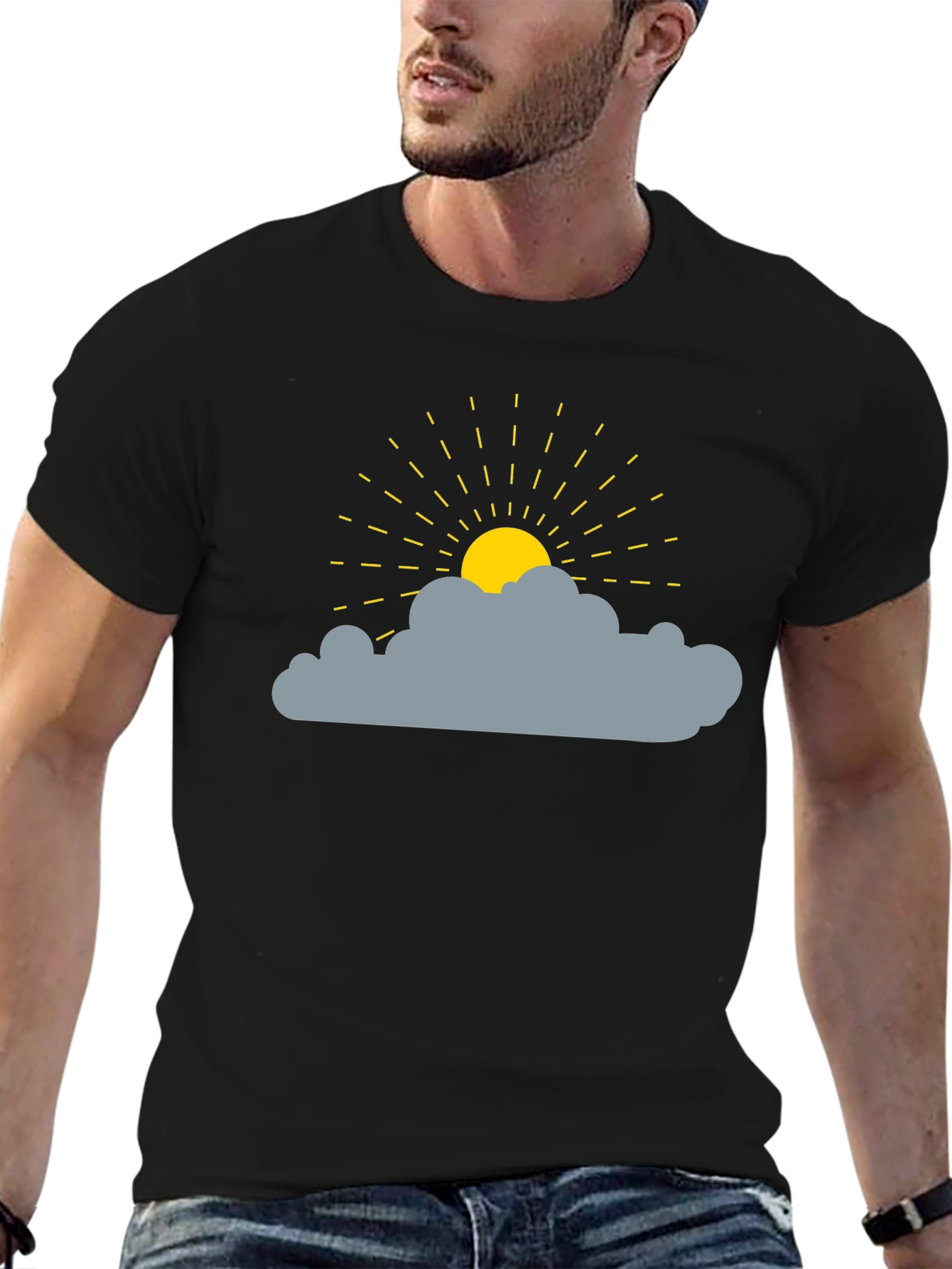 Sunny Day Cloud Graphic Tee - Black