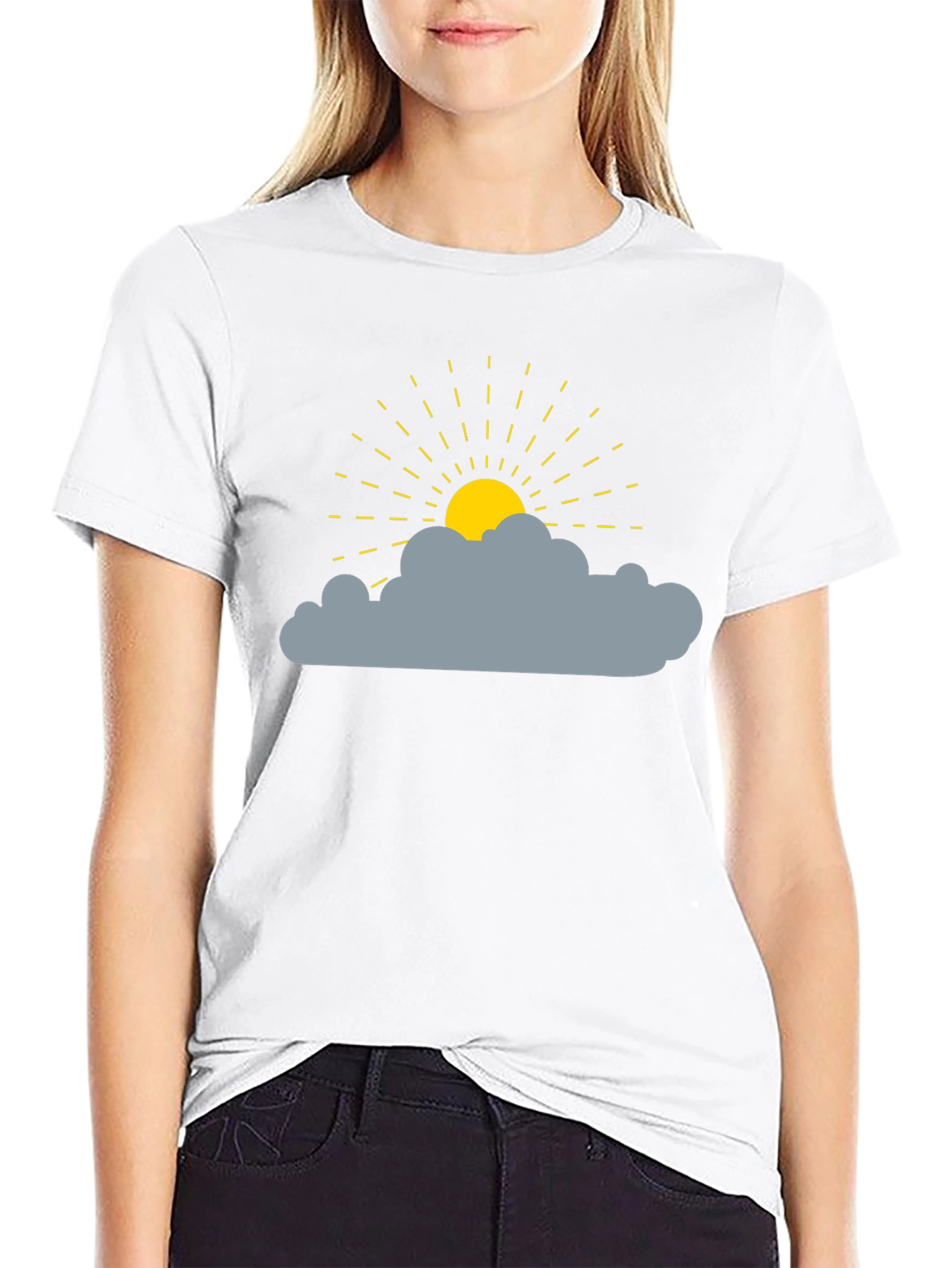 Sunny Day Cloud Graphic Tee - Black