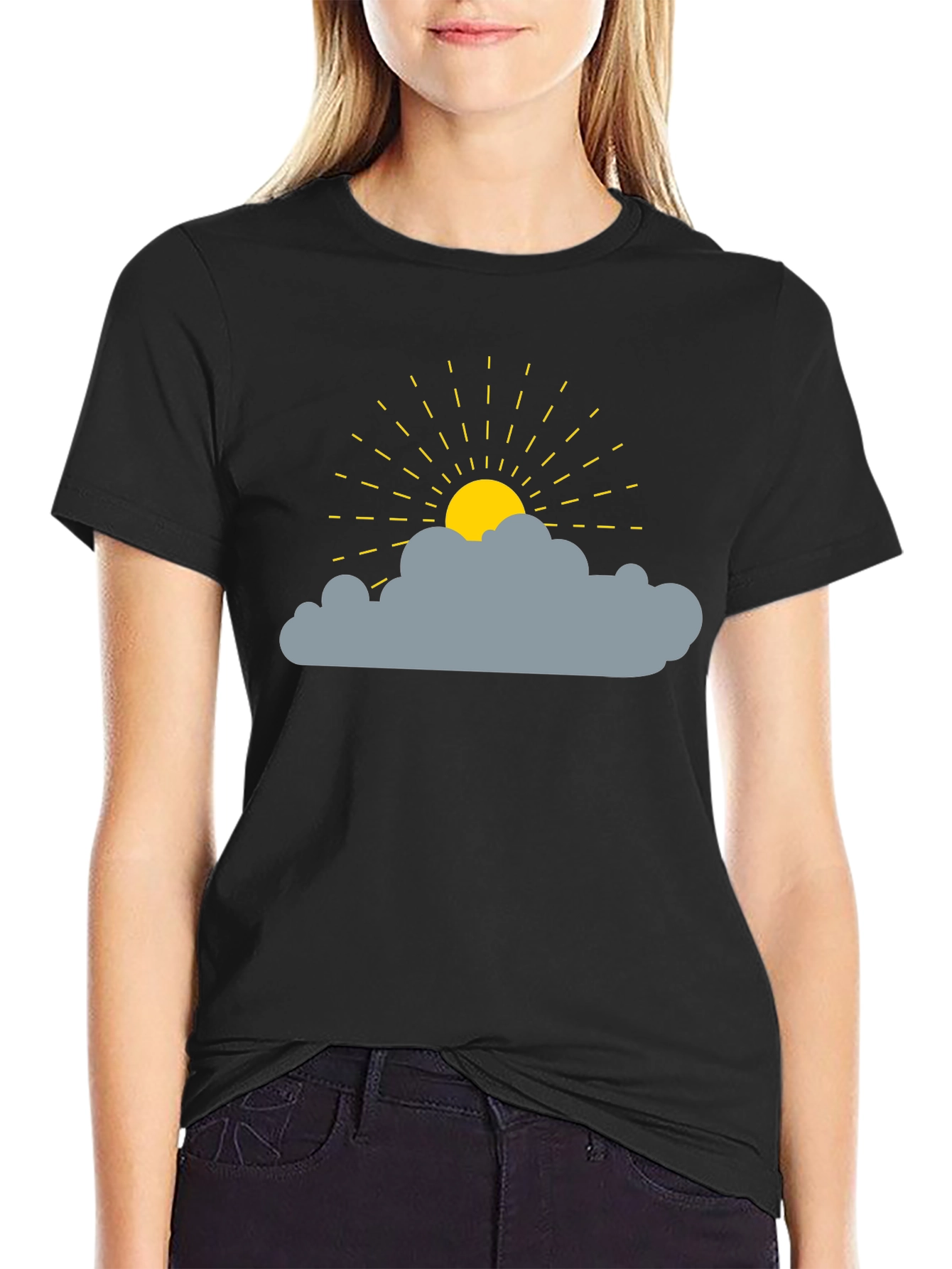 Sunny Day Cloud Graphic Tee - Black