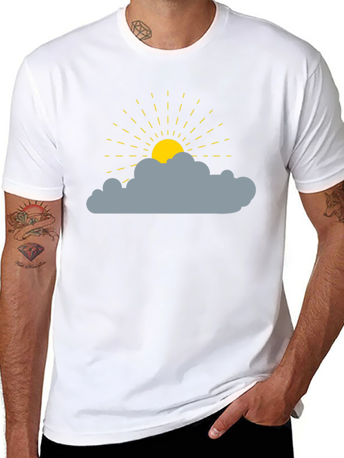 Sunny Day Cloud Graphic Tee - Black