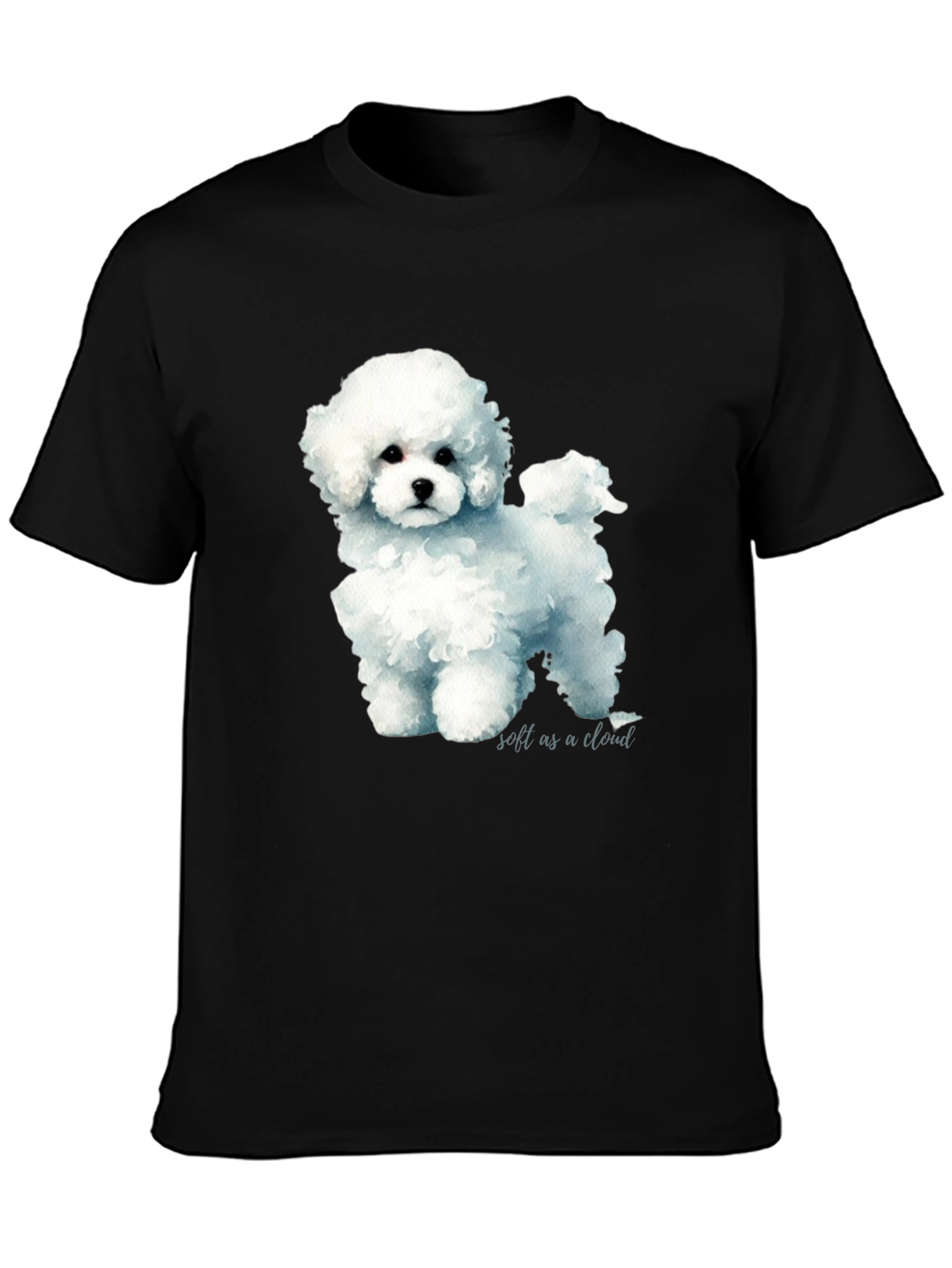 Cute Poodle Soft as a Cloud Graphic Black T-Shirt