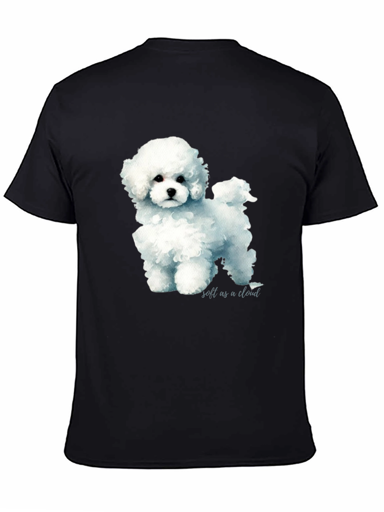 Cute Poodle Soft as a Cloud Graphic Black T-Shirt