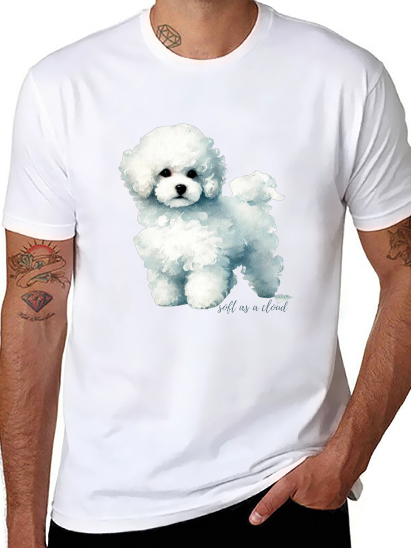 Cute Poodle Soft as a Cloud Graphic Black T-Shirt