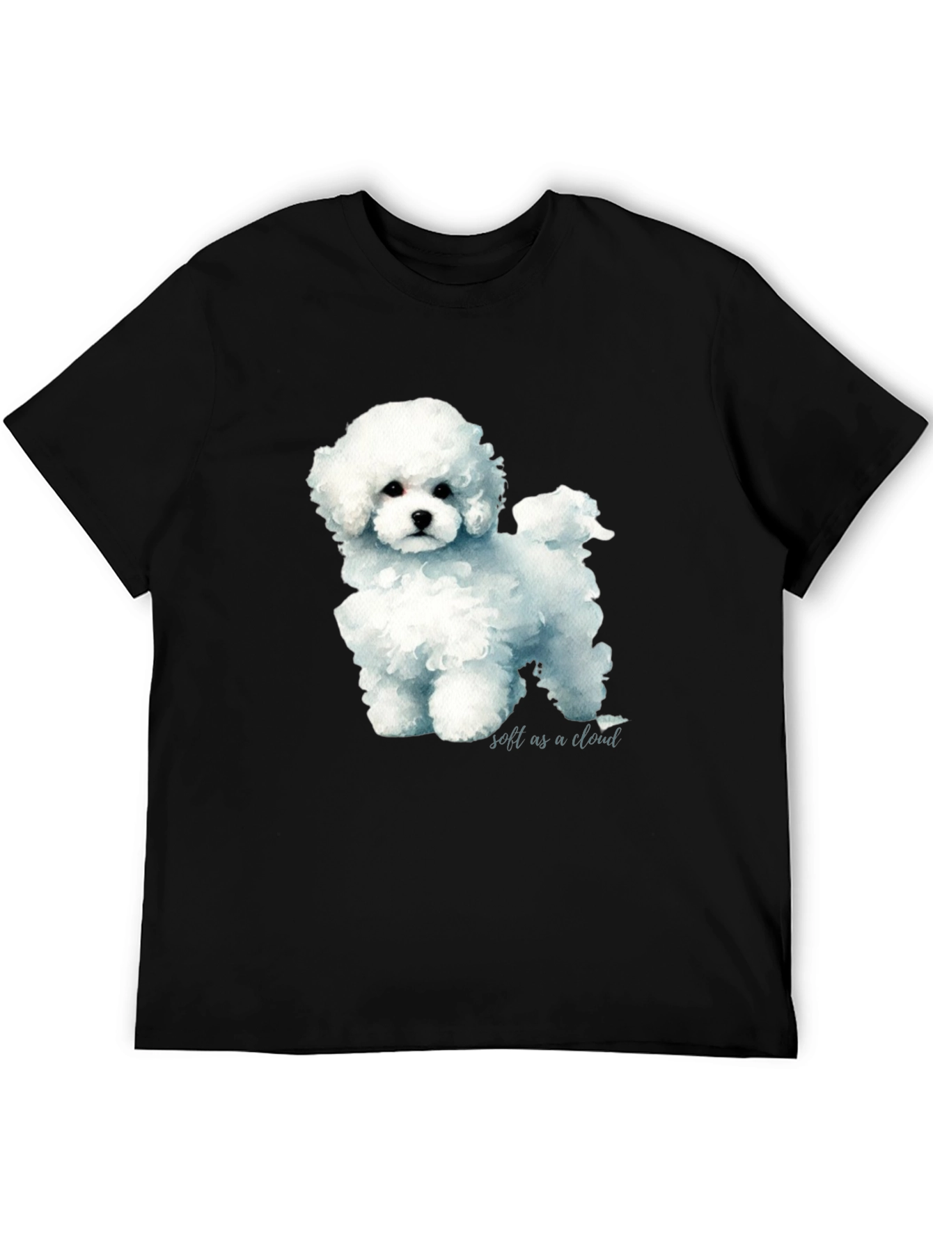 Cute Poodle Soft as a Cloud Graphic Black T-Shirt