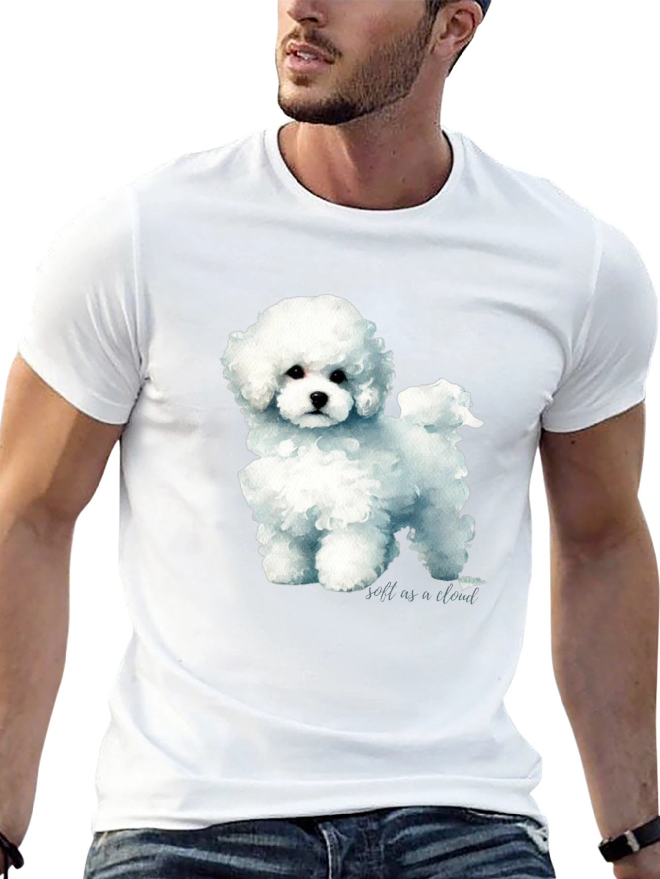 Cute Poodle Soft as a Cloud Graphic Black T-Shirt