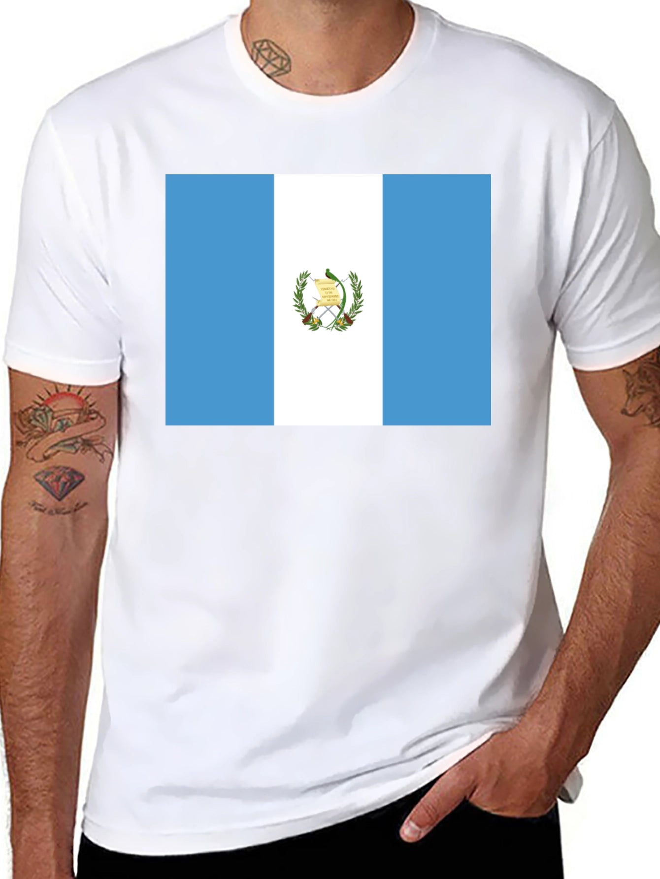 Guatemala Flag T-Shirt - Black Cotton Tee
