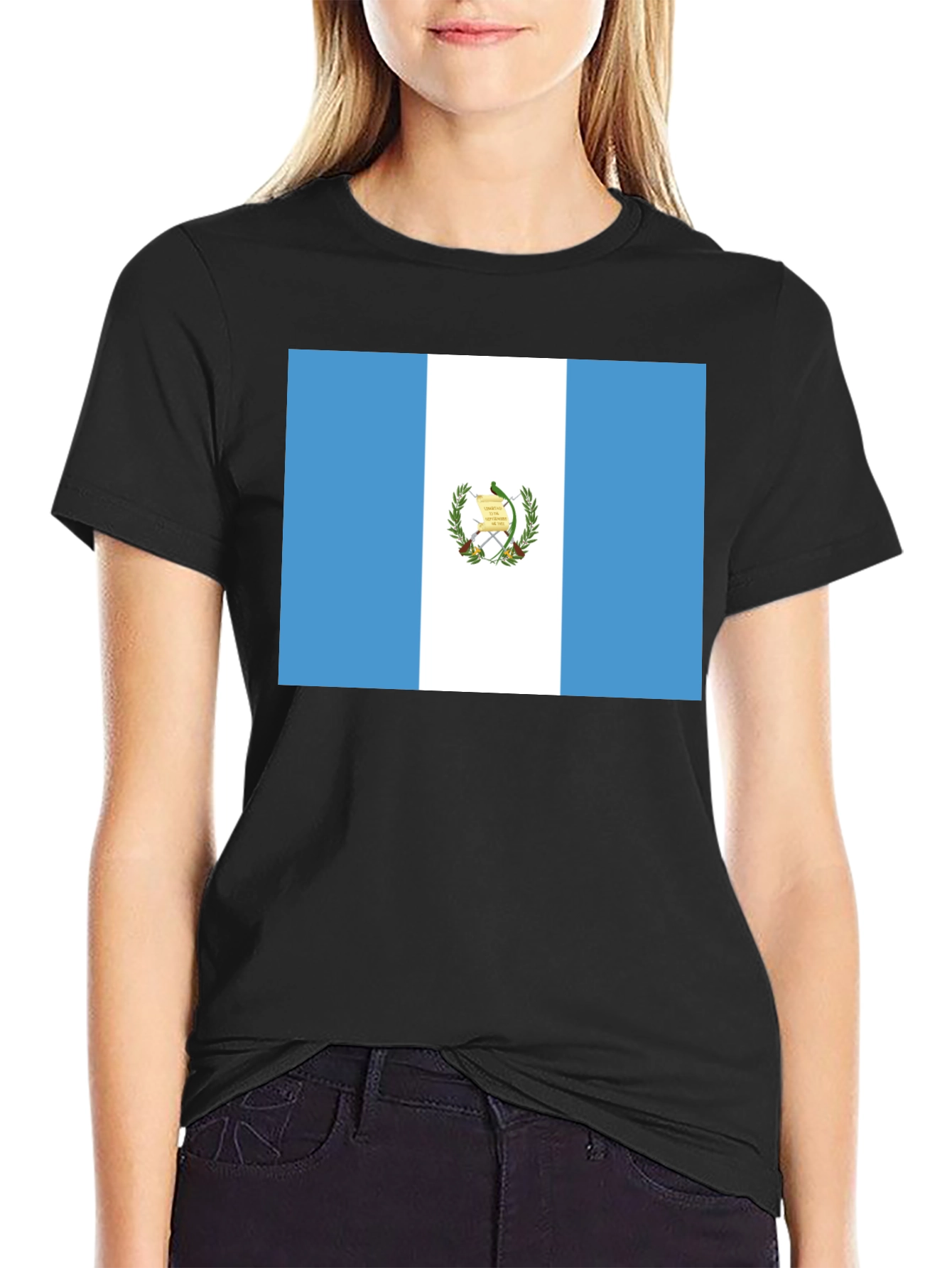 Guatemala Flag T-Shirt - Black Cotton Tee