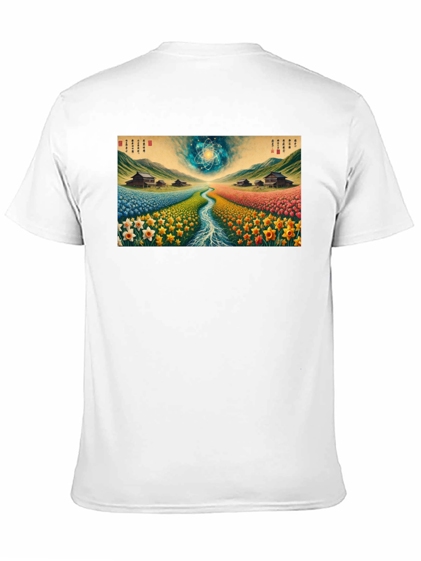 Artistic Landscape Print Black Tee