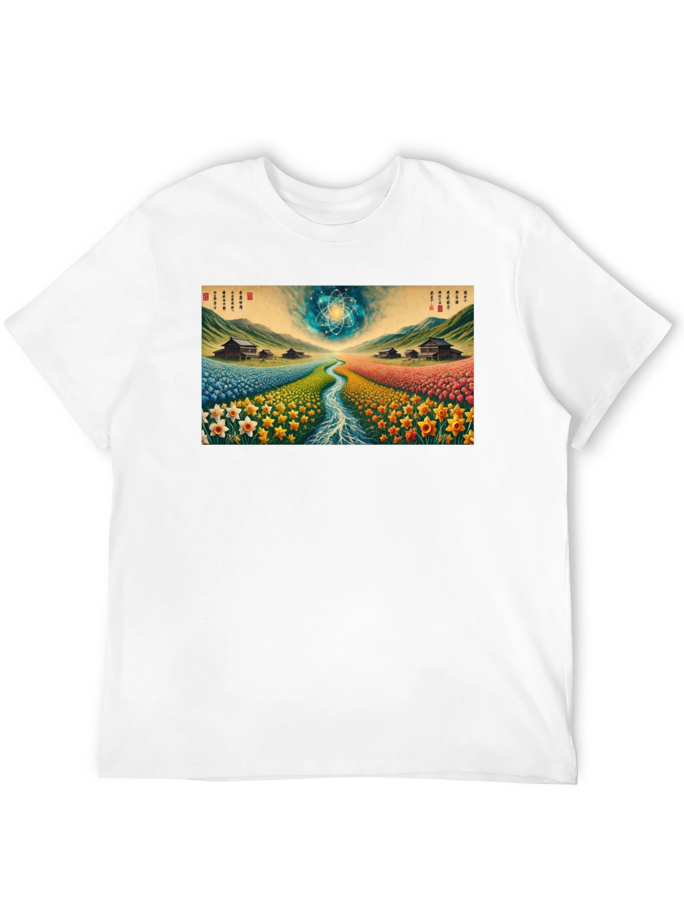 Artistic Landscape Print Black Tee