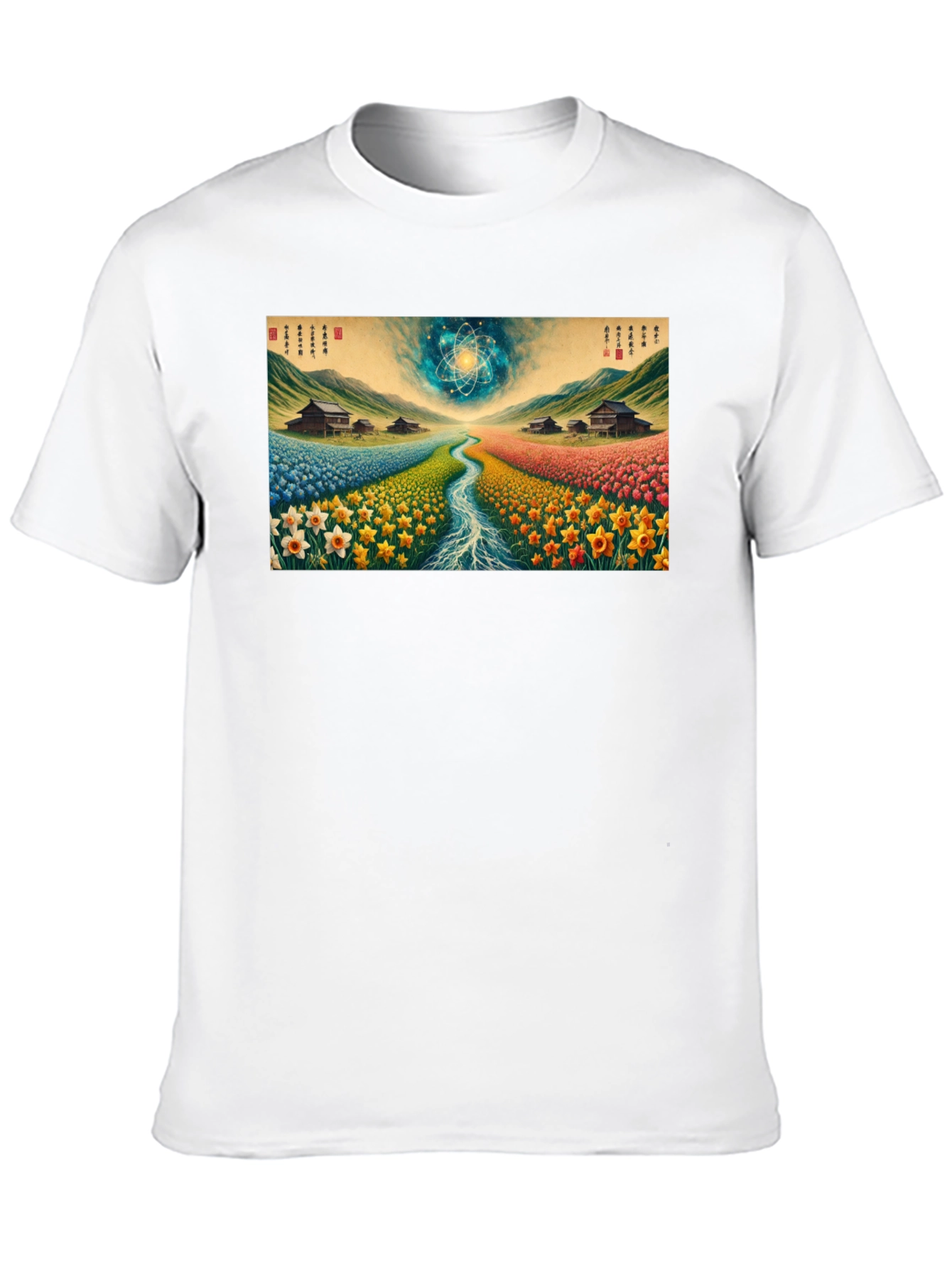 Artistic Landscape Print Black Tee