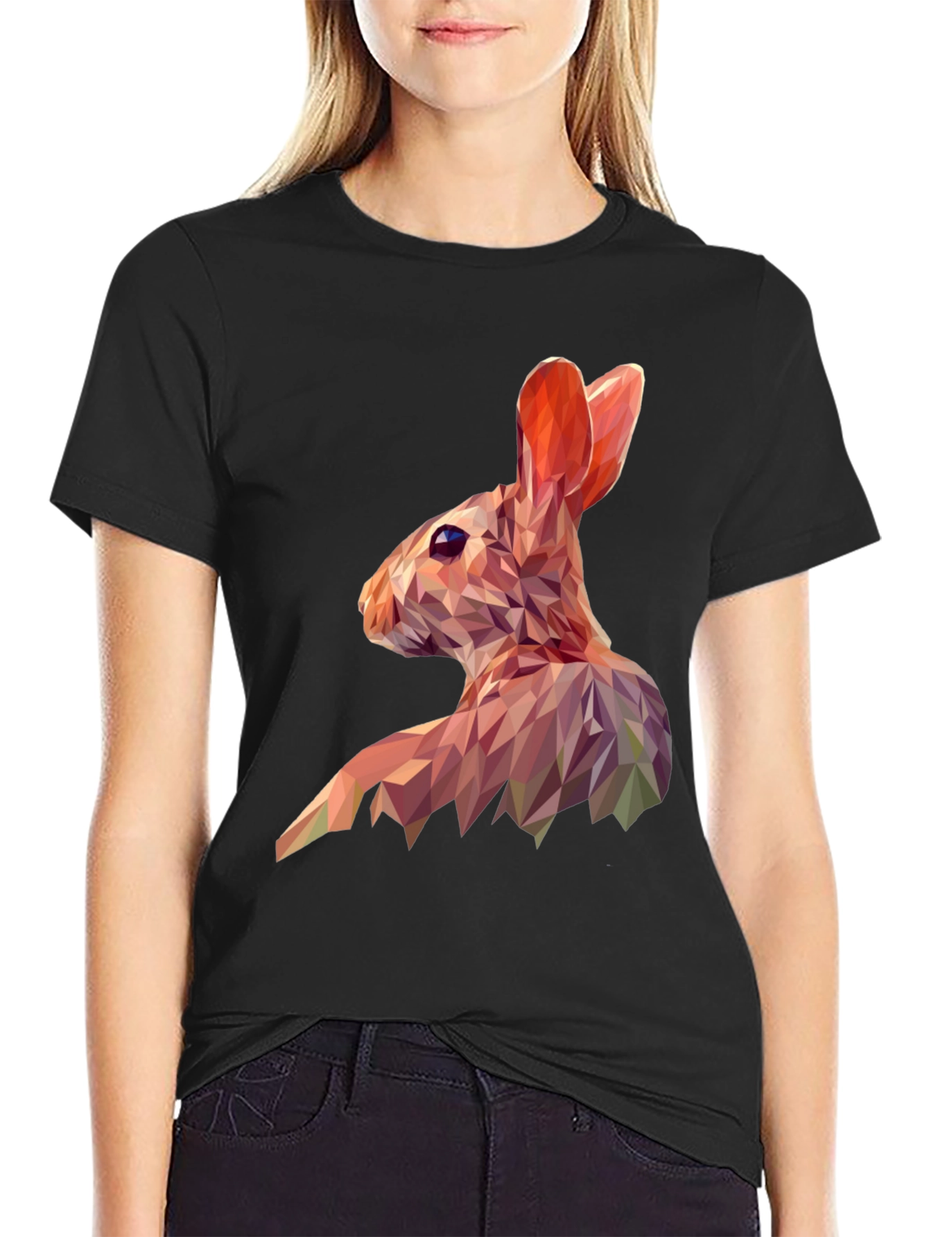 Geometric Rabbit Graphic Tee - Modern Animal Print