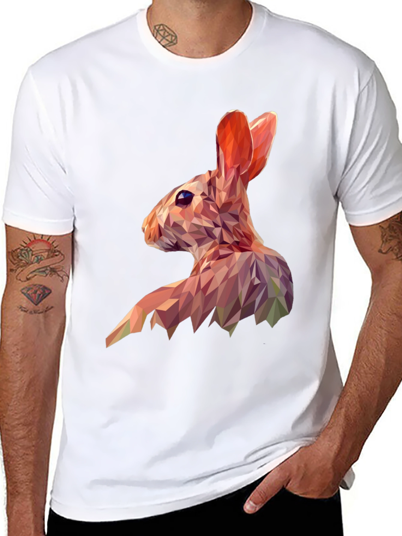 Geometric Rabbit Graphic Tee - Modern Animal Print