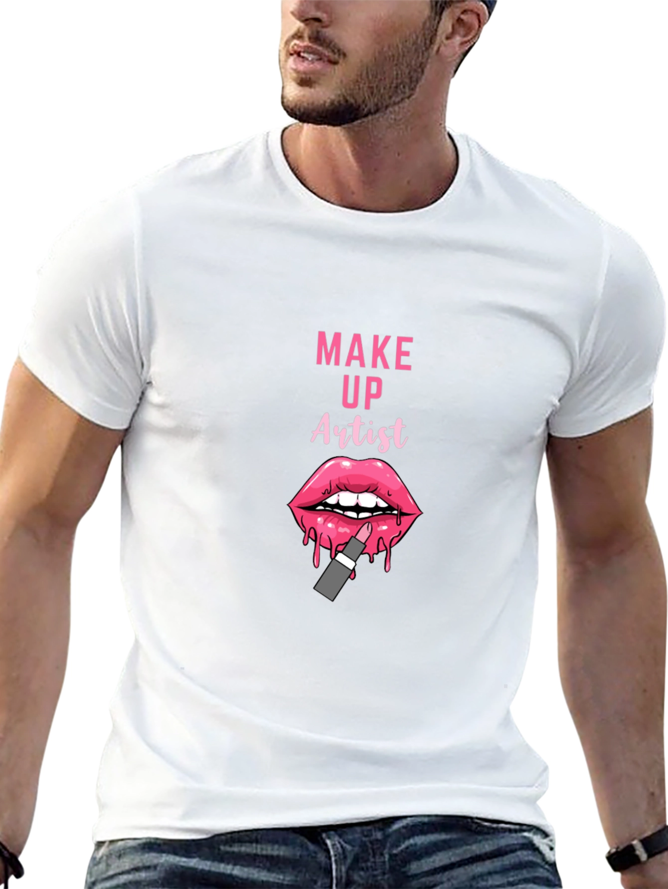 Makeup Artist T-Shirt - Pink Lips Design