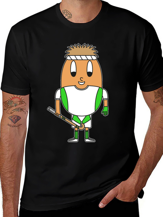 Funny Egg Hockey Player Black T-Shirt