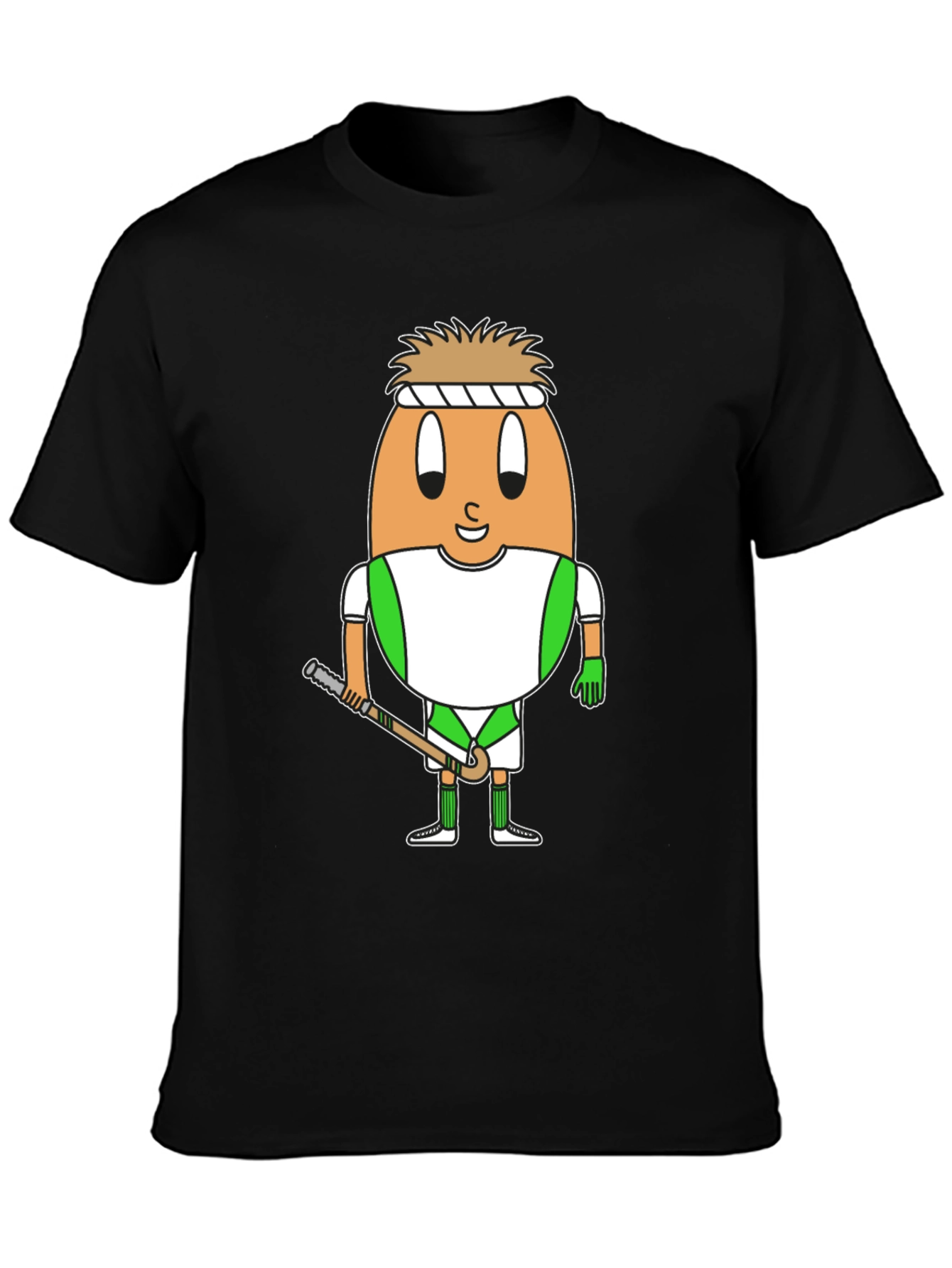 Funny Egg Hockey Player Black T-Shirt