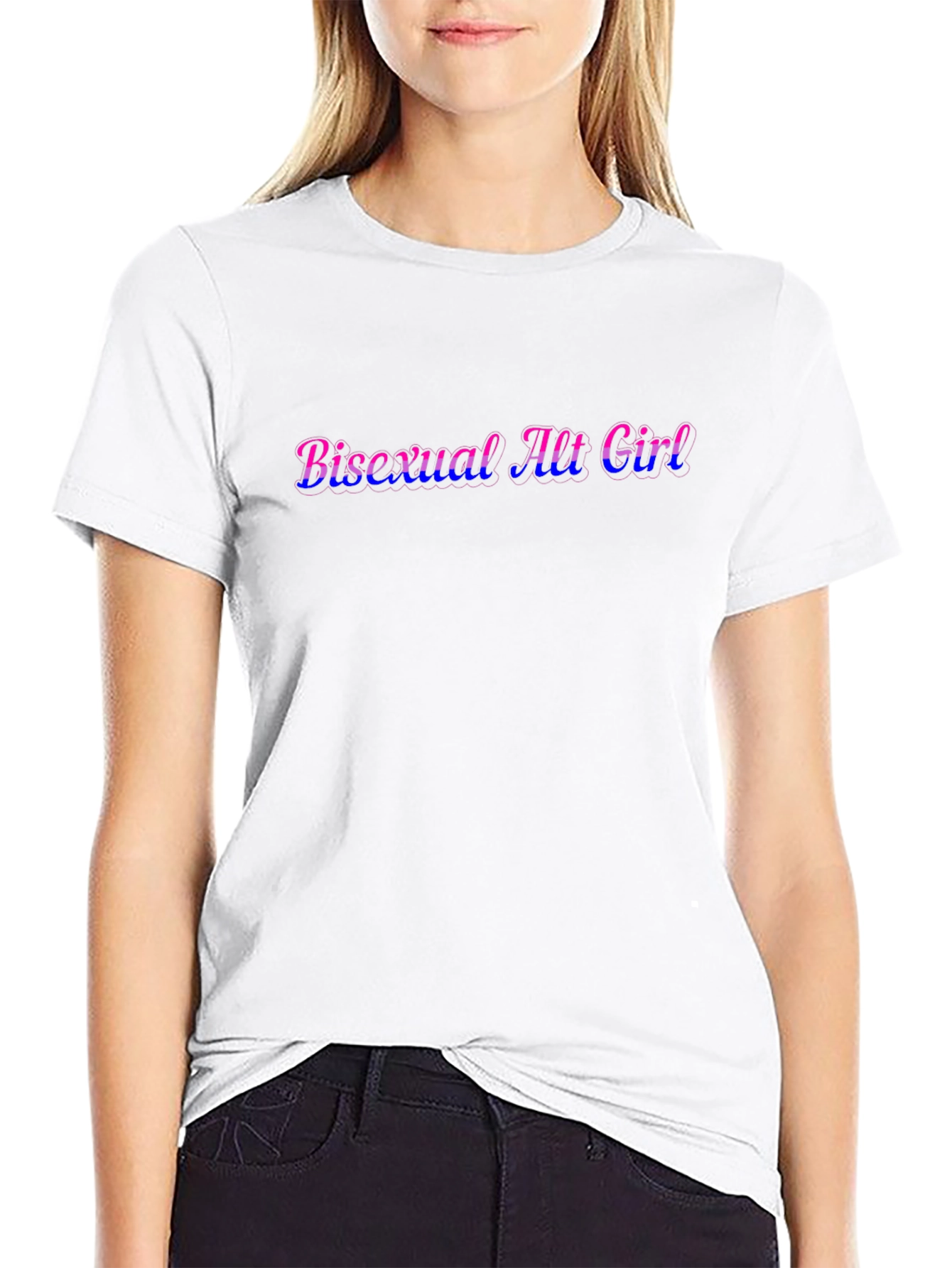 Bisexual Alt Girl Graphic Tee - Black Cotton T-Shirt