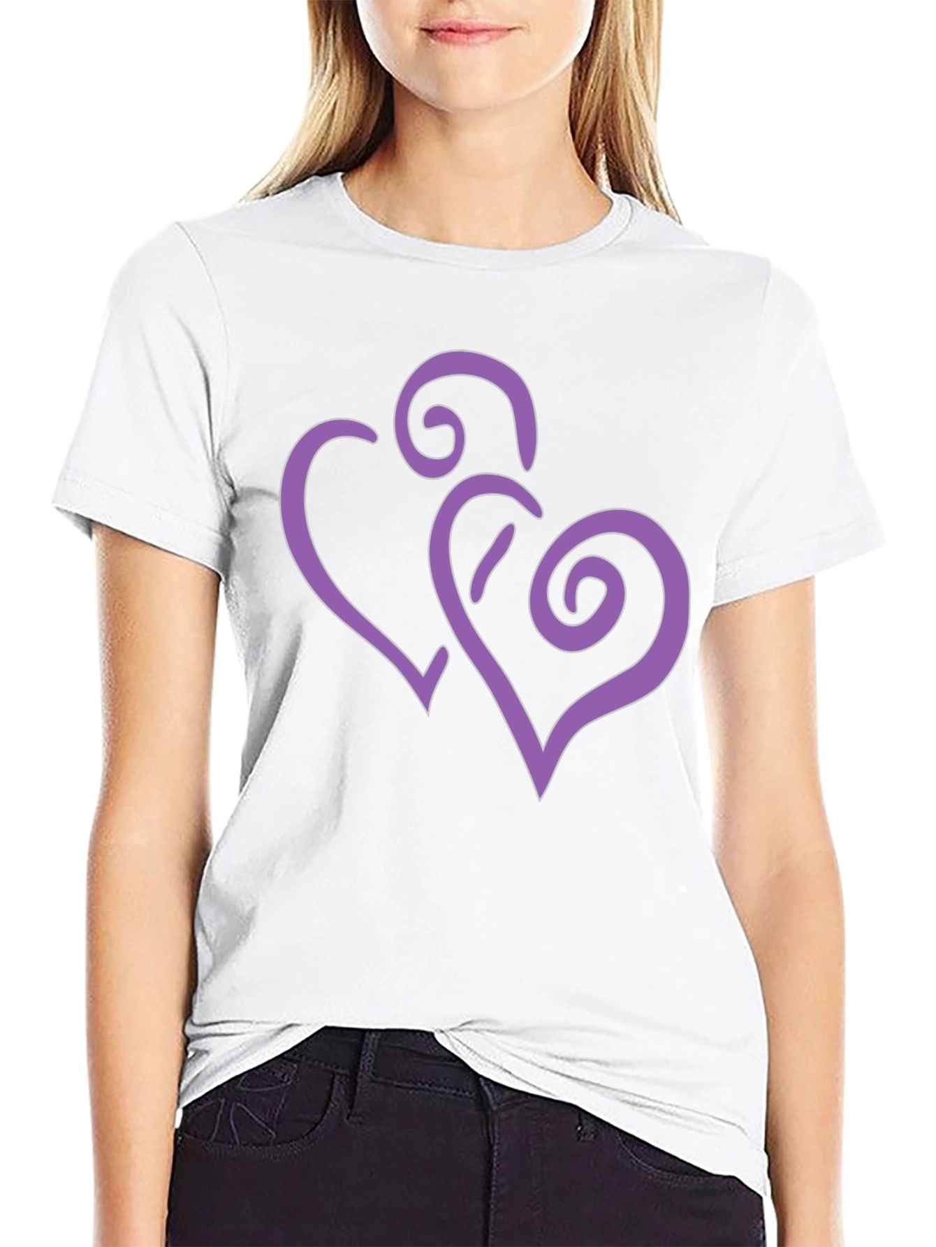 Stylish Black T-Shirt with Purple Heart Design