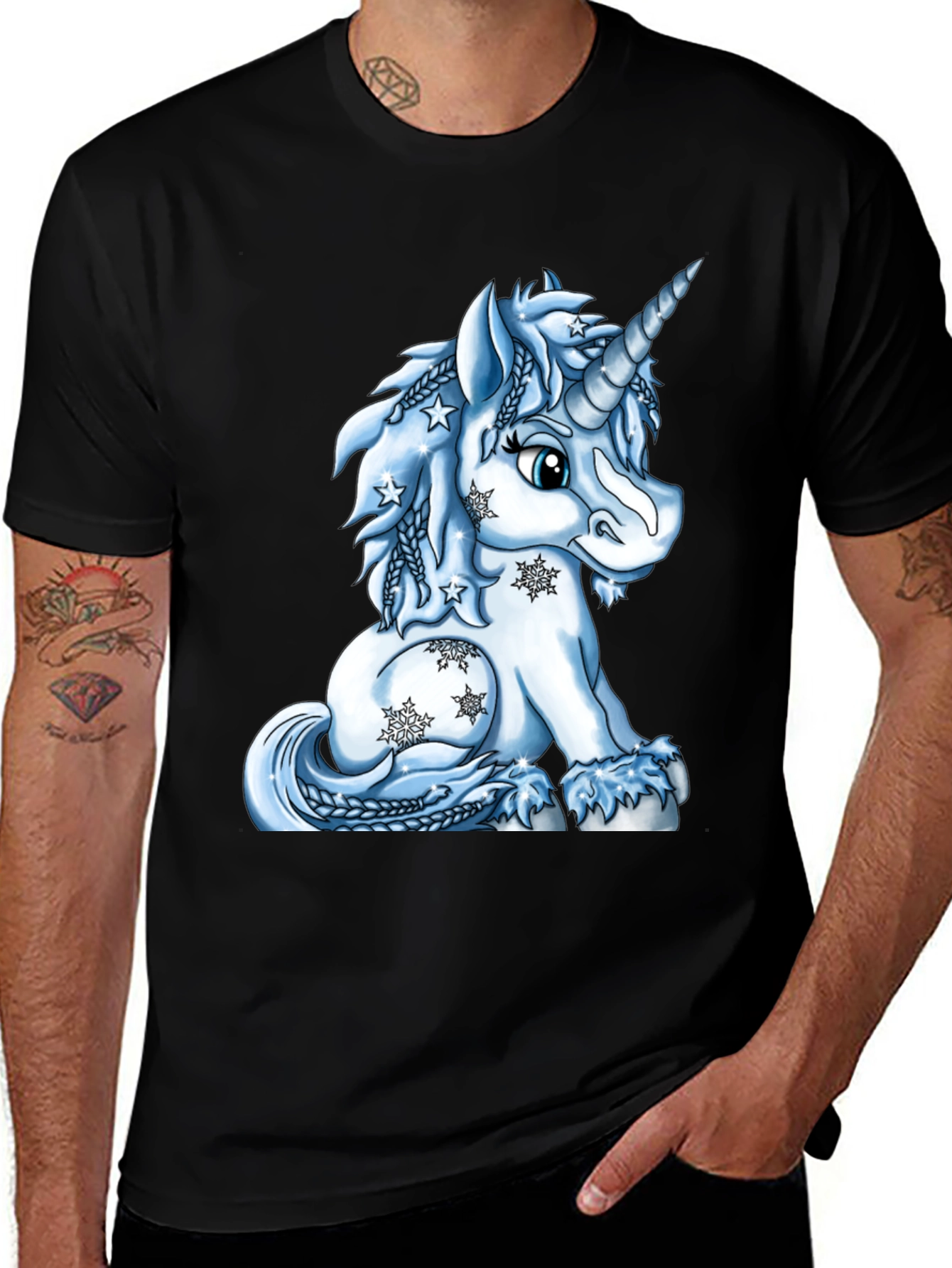 Unicorn Winter T-Shirt - Black