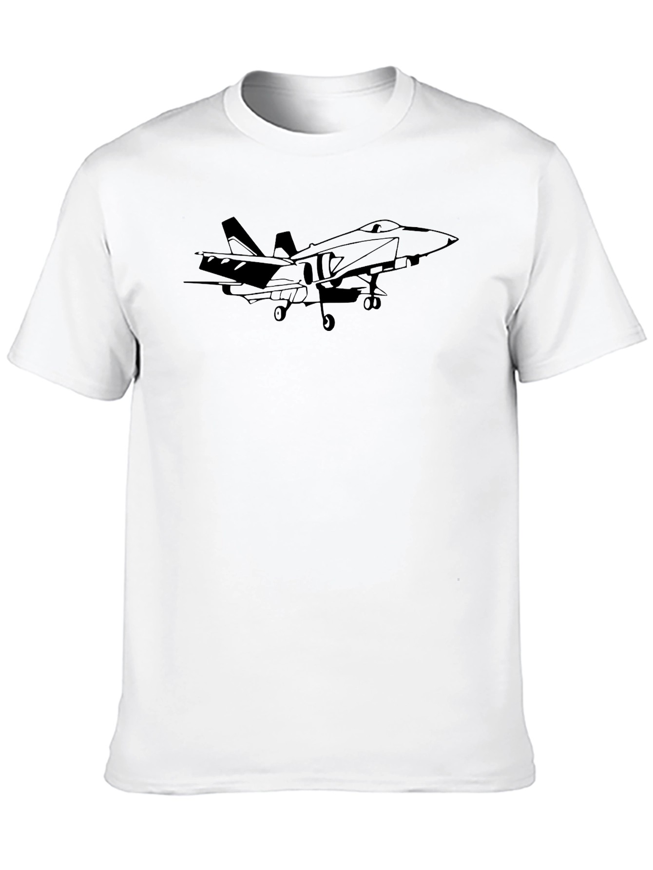 Fighter Jet Graphic Tee - Black Cotton T-Shirt
