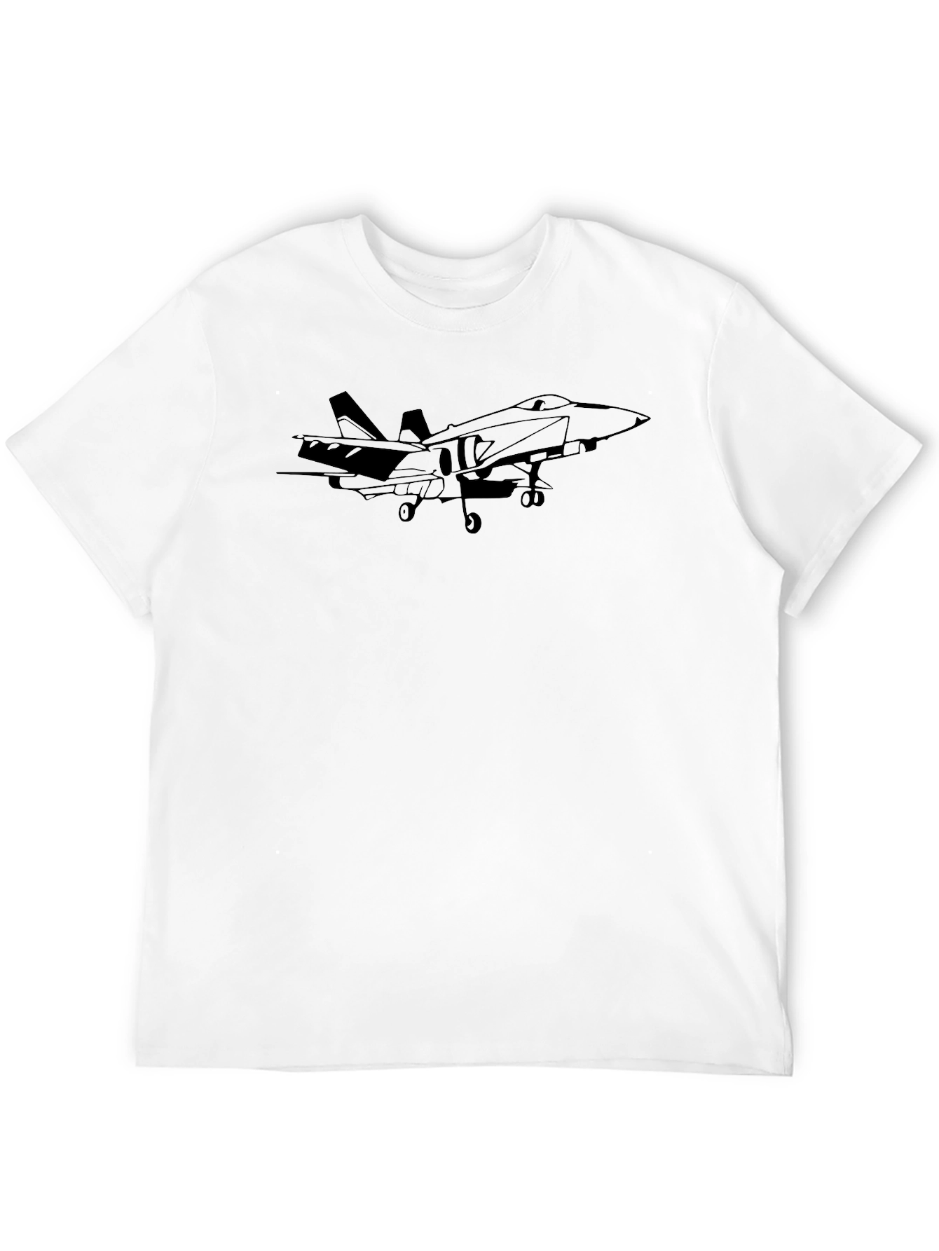 Fighter Jet Graphic Tee - Black Cotton T-Shirt