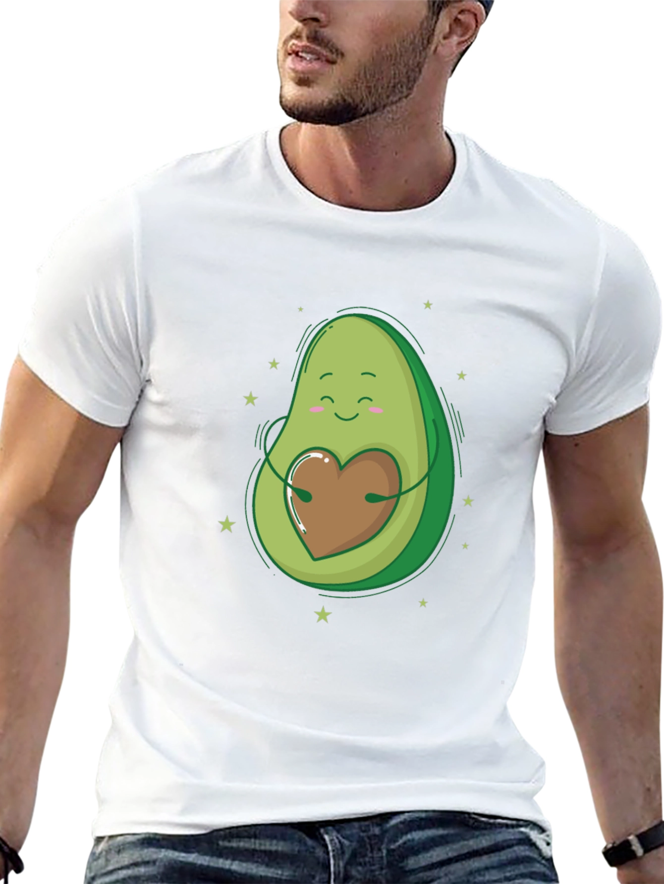 Avocado Heart Hug Graphic Tee - Black T-Shirt