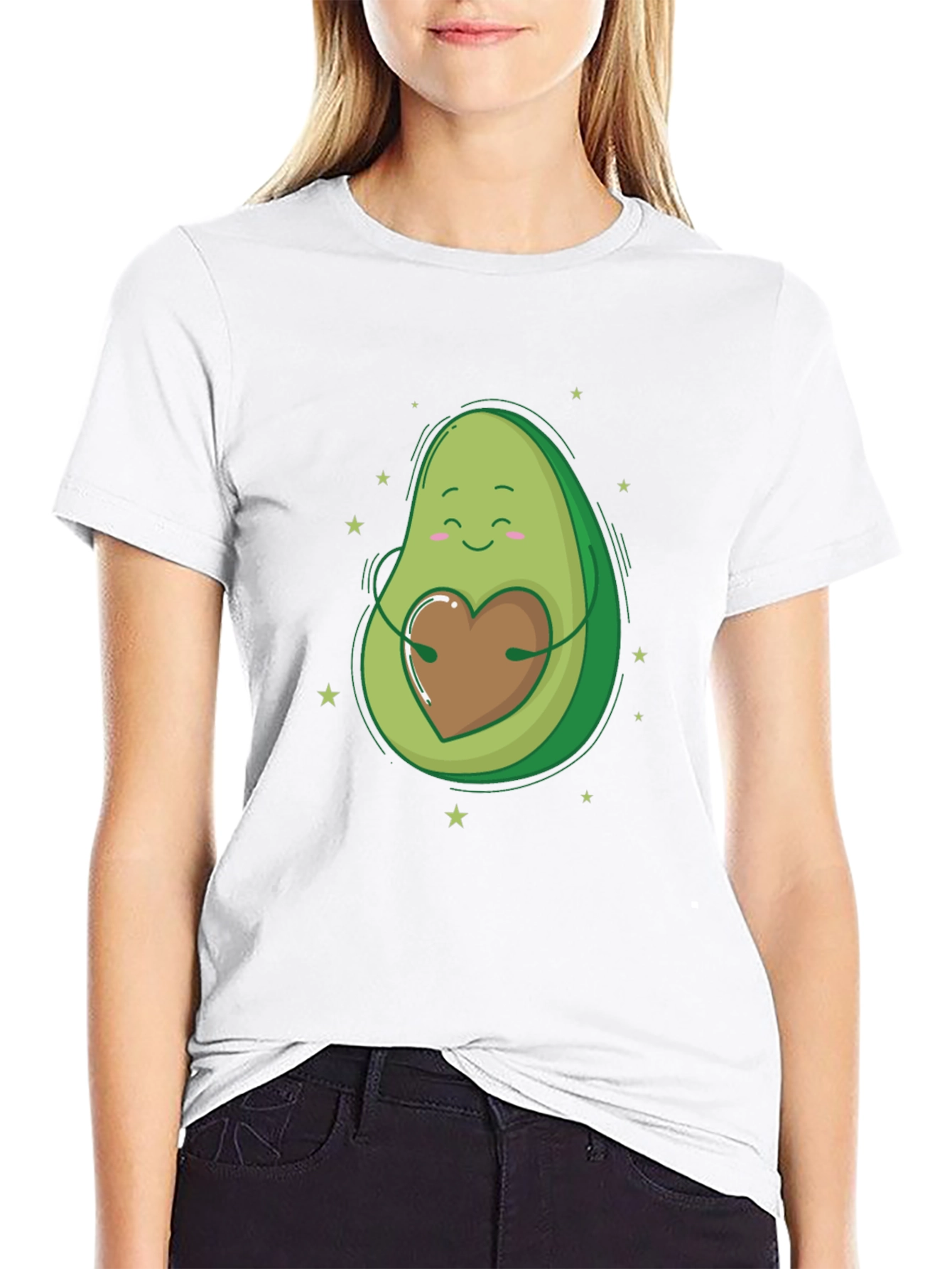 Avocado Heart Hug Graphic Tee - Black T-Shirt