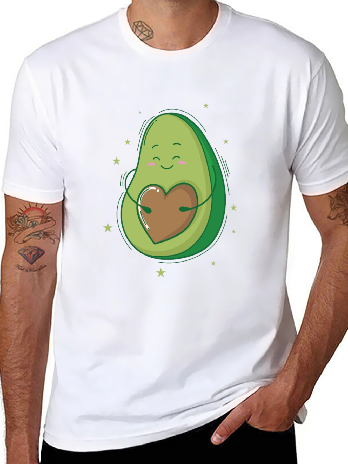 Avocado Heart Hug Graphic Tee - Black T-Shirt