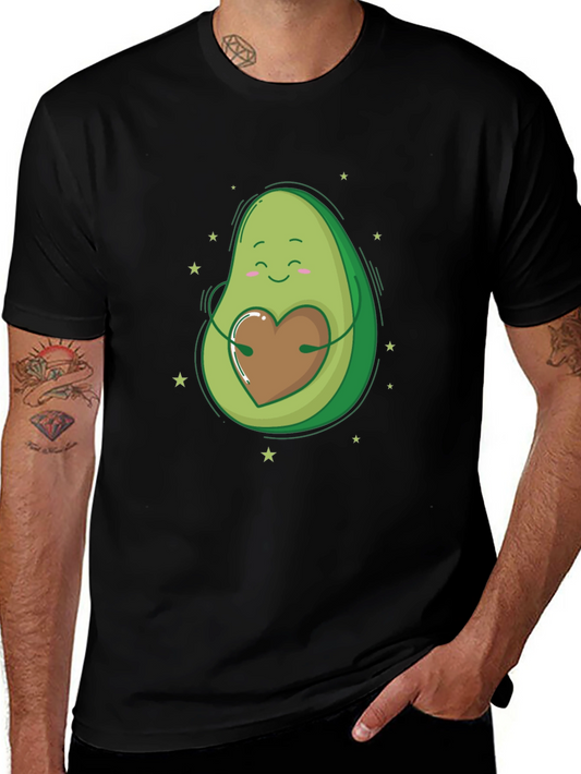 Avocado Heart Hug Graphic Tee - Black T-Shirt