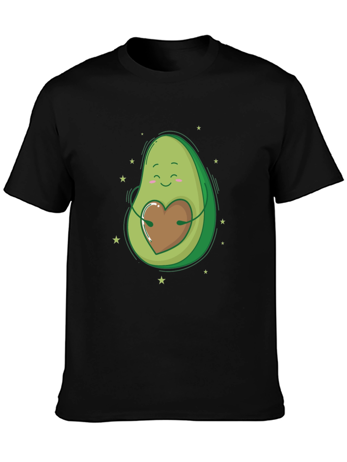 Avocado Heart Hug Graphic Tee - Black T-Shirt