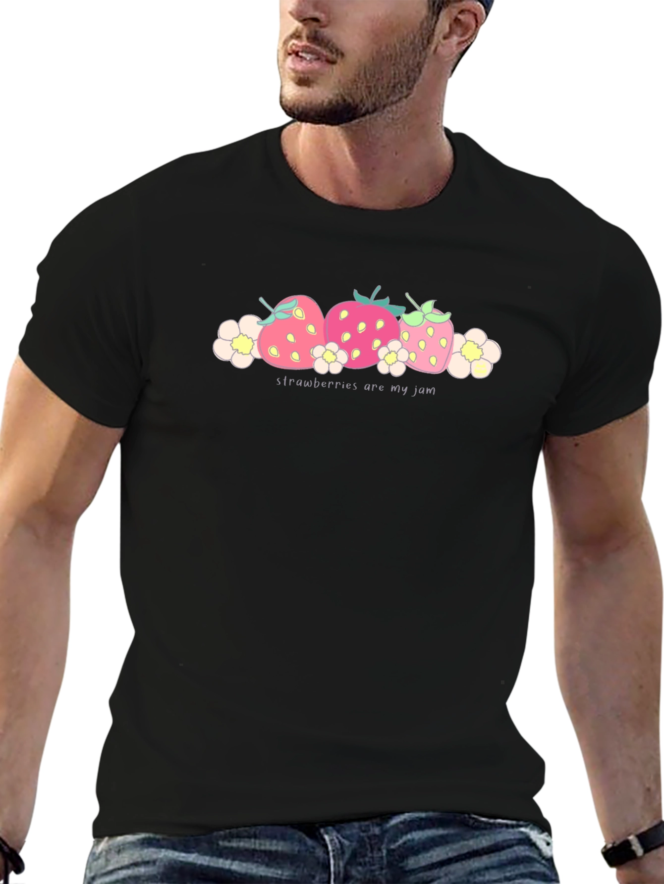 Strawberries Are My Jam Black T-Shirt