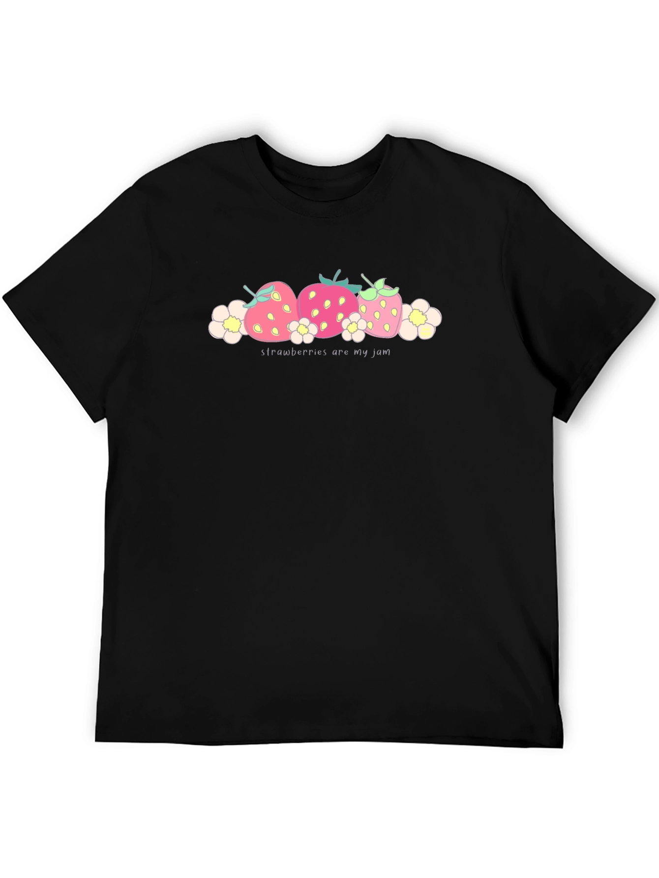 Strawberries Are My Jam Black T-Shirt
