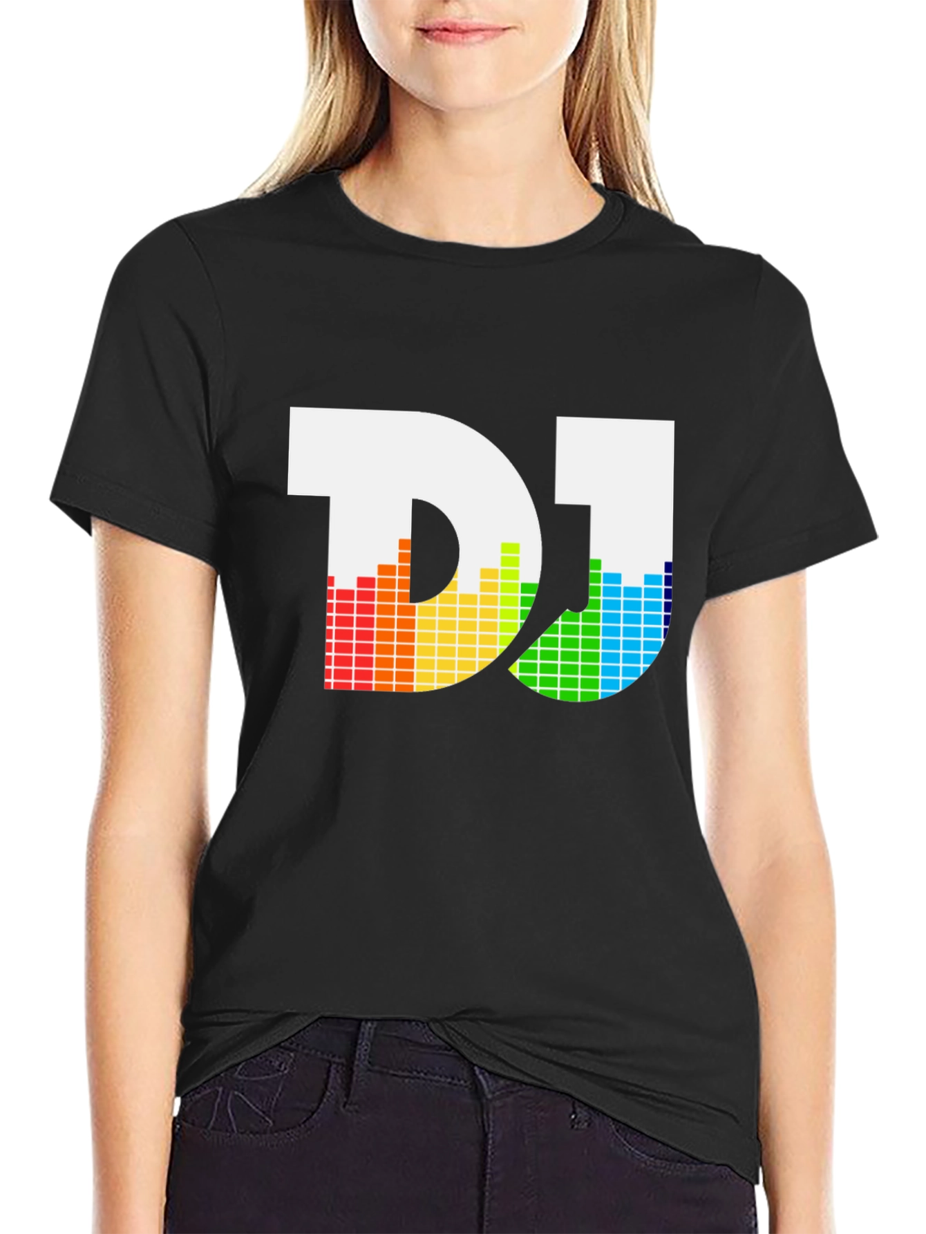 DJ Rainbow Equalizer Graphic Tee - Black