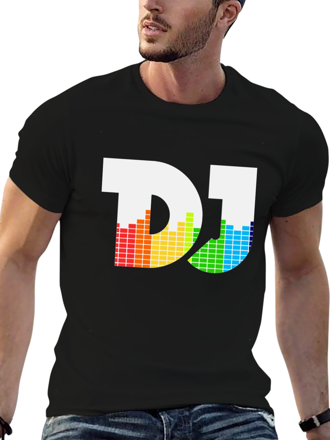 DJ Rainbow Equalizer Graphic Tee - Black