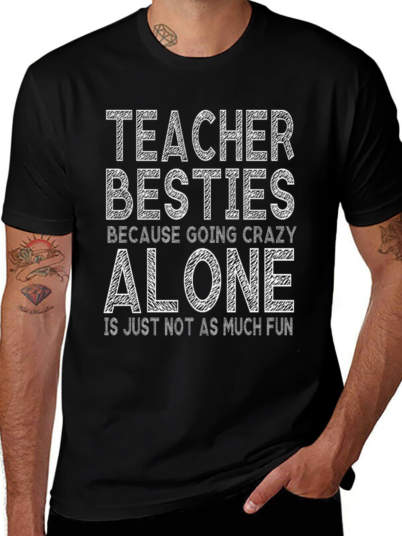 Teacher Besties Graphic Tee - Because Going Crazy Alone...