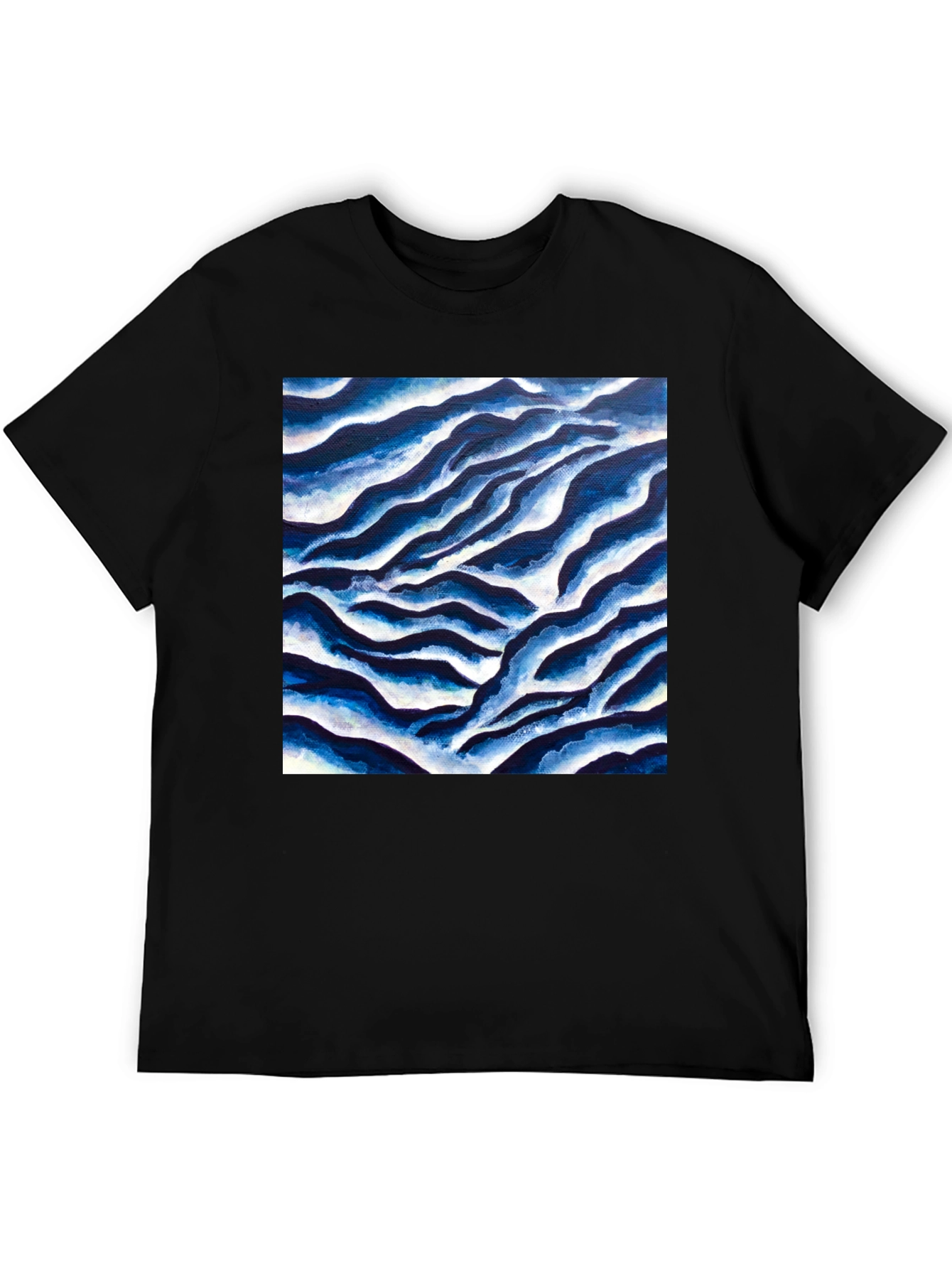 Abstract Blue Wave Graphic Tee - Cool Casual Style