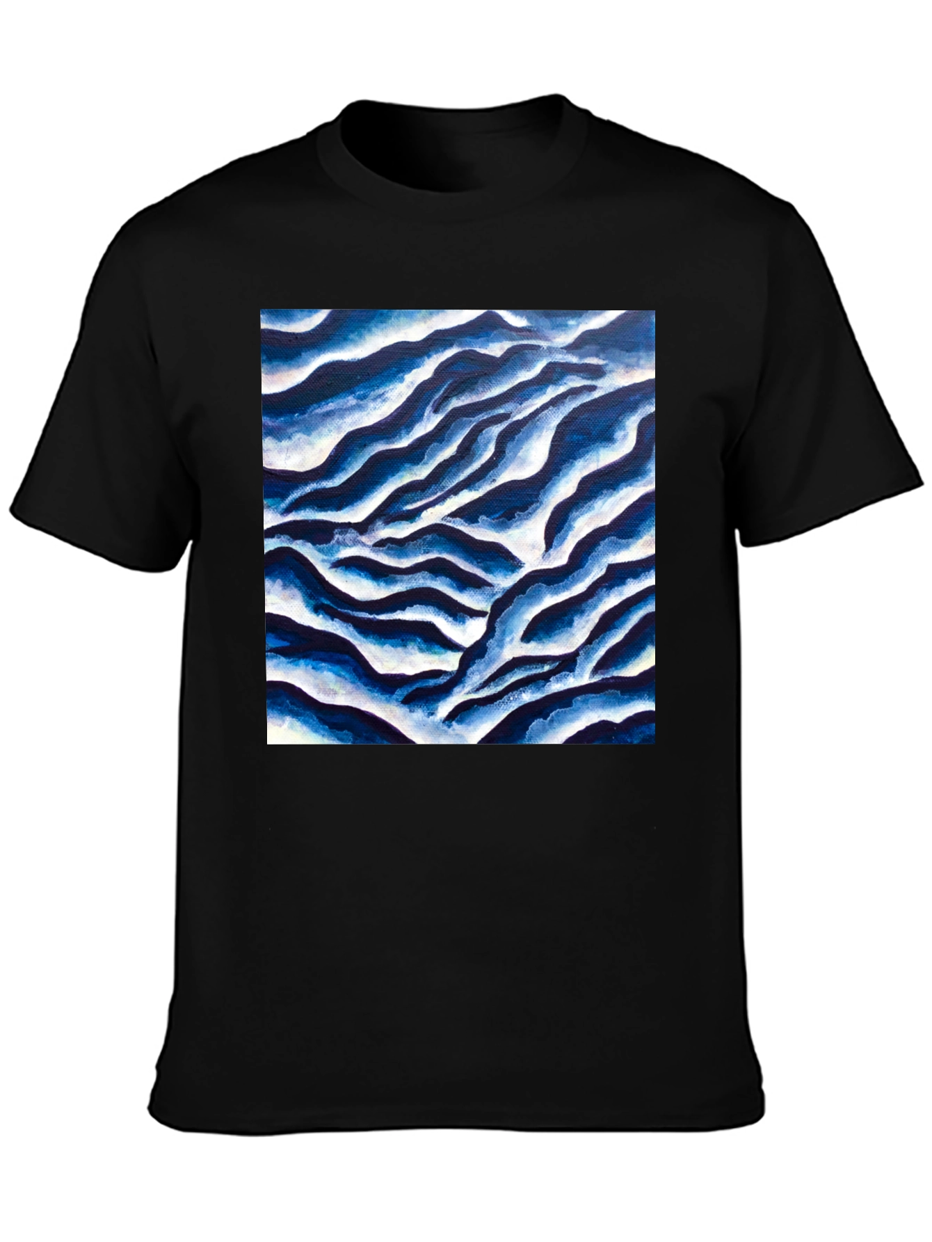 Abstract Blue Wave Graphic Tee - Cool Casual Style