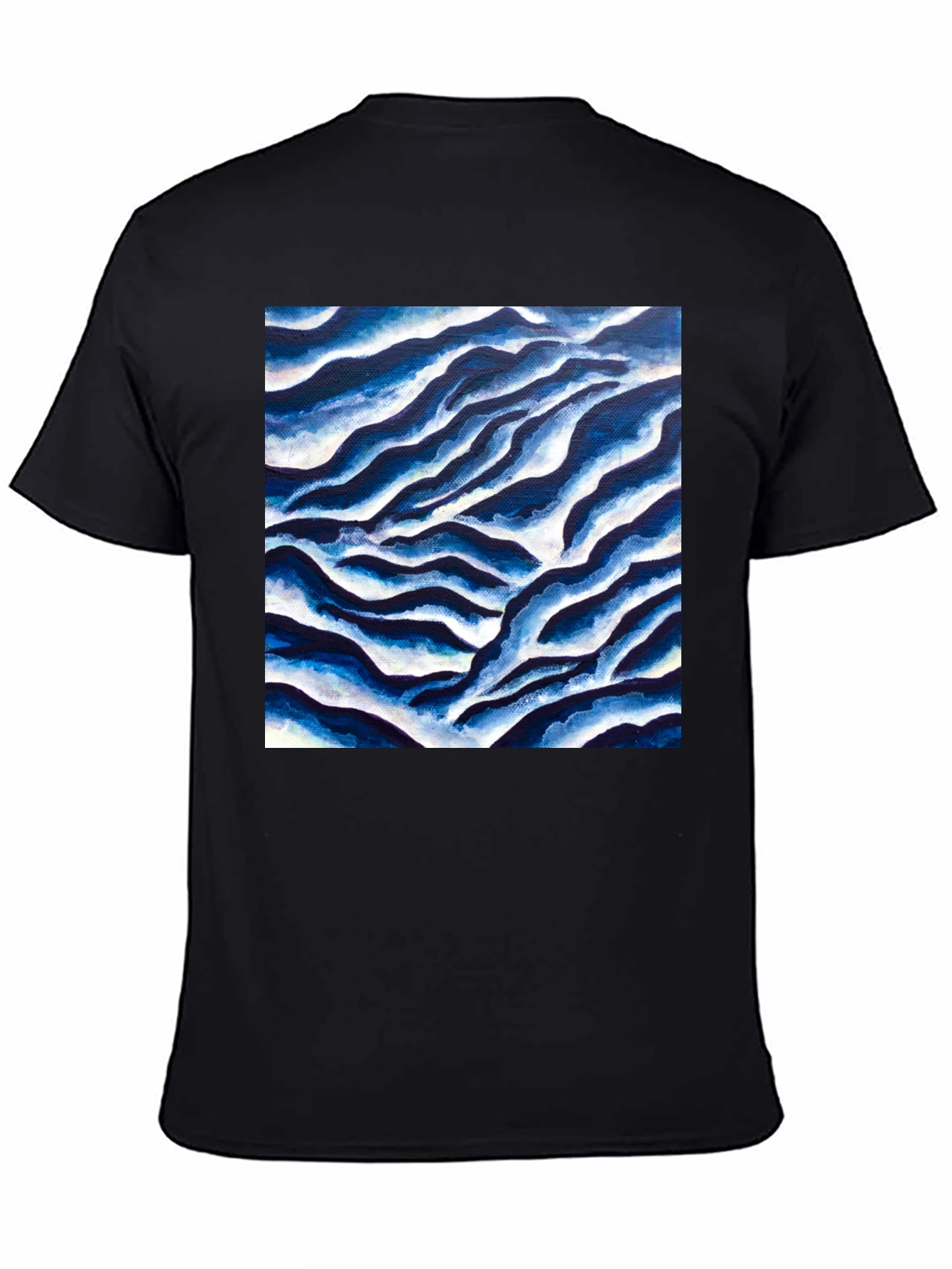 Abstract Blue Wave Graphic Tee - Cool Casual Style