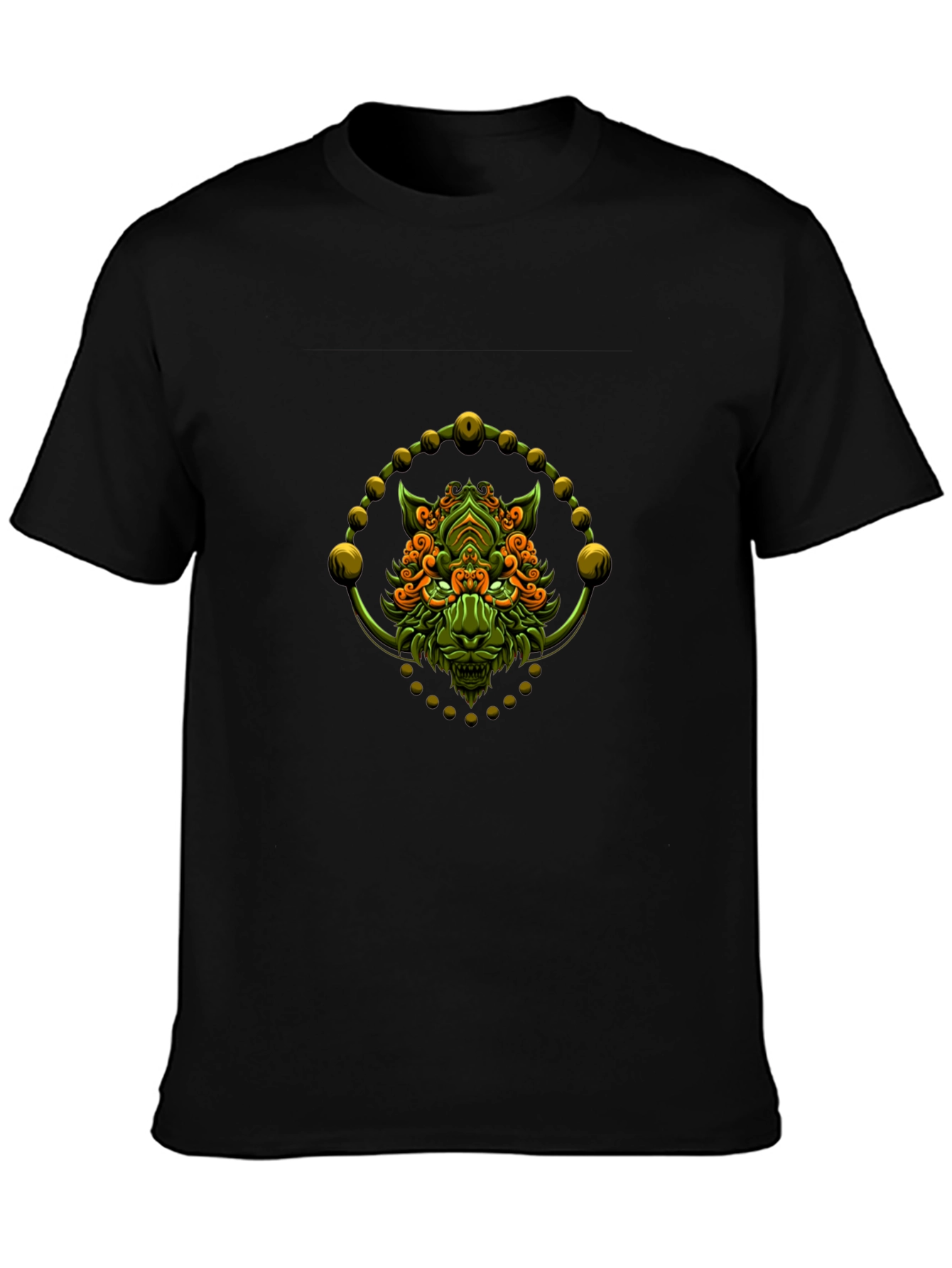Green Oni Demon Graphic Black T-Shirt
