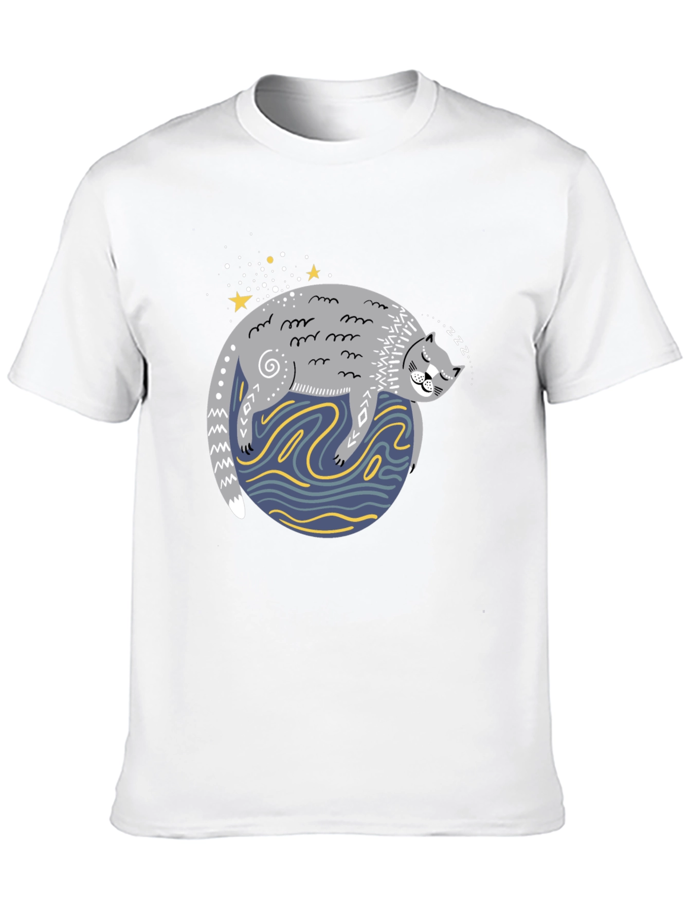 Sleepy Cat Graphic Tee - Comfy Unisex Black T-Shirt