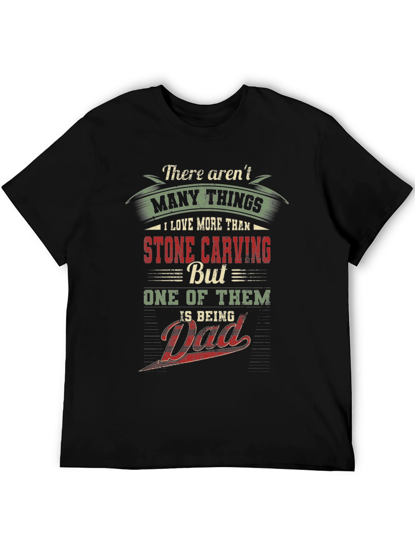 Stone Carving Dad Black Graphic T-Shirt