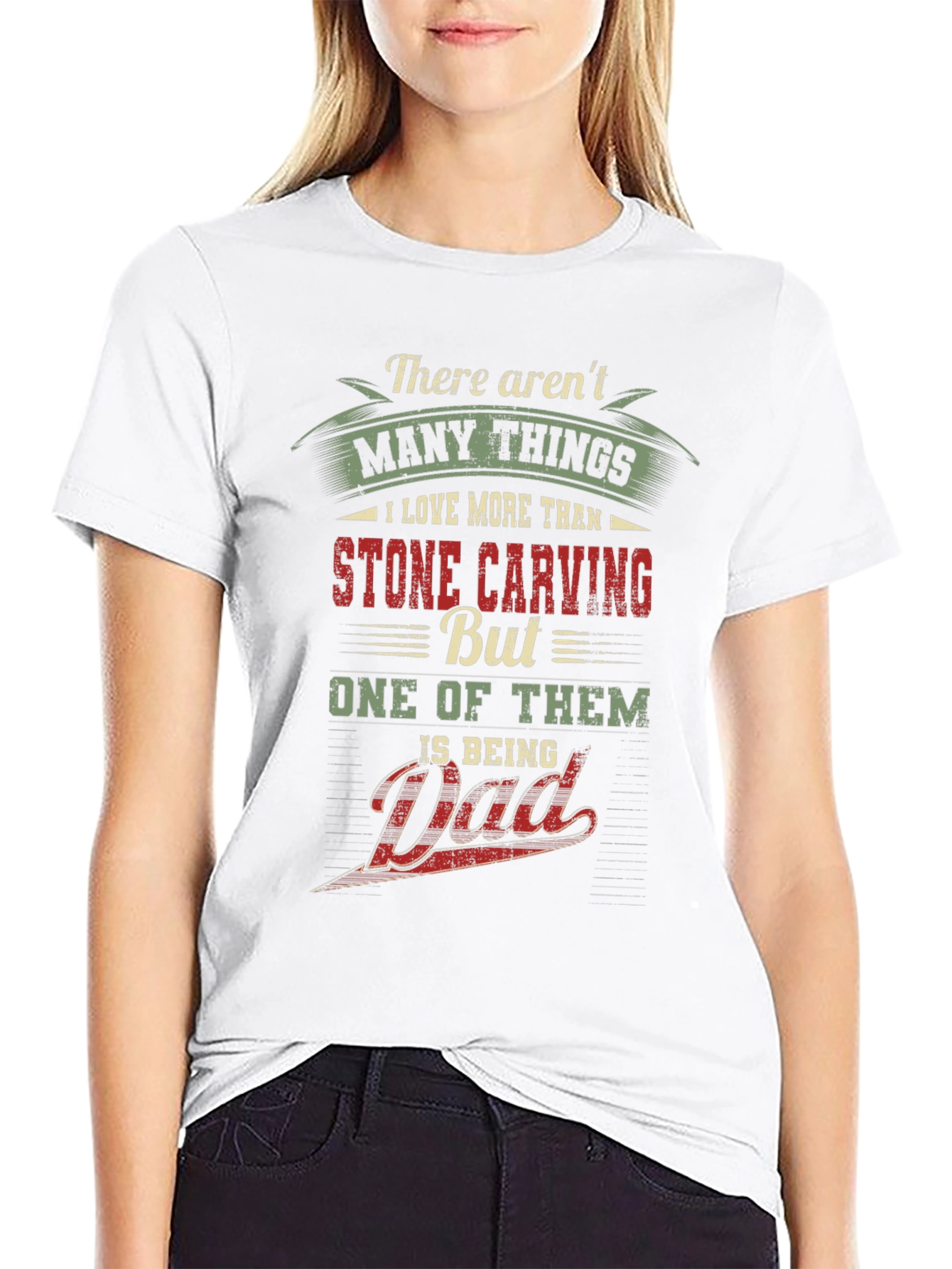 Stone Carving Dad Black Graphic T-Shirt