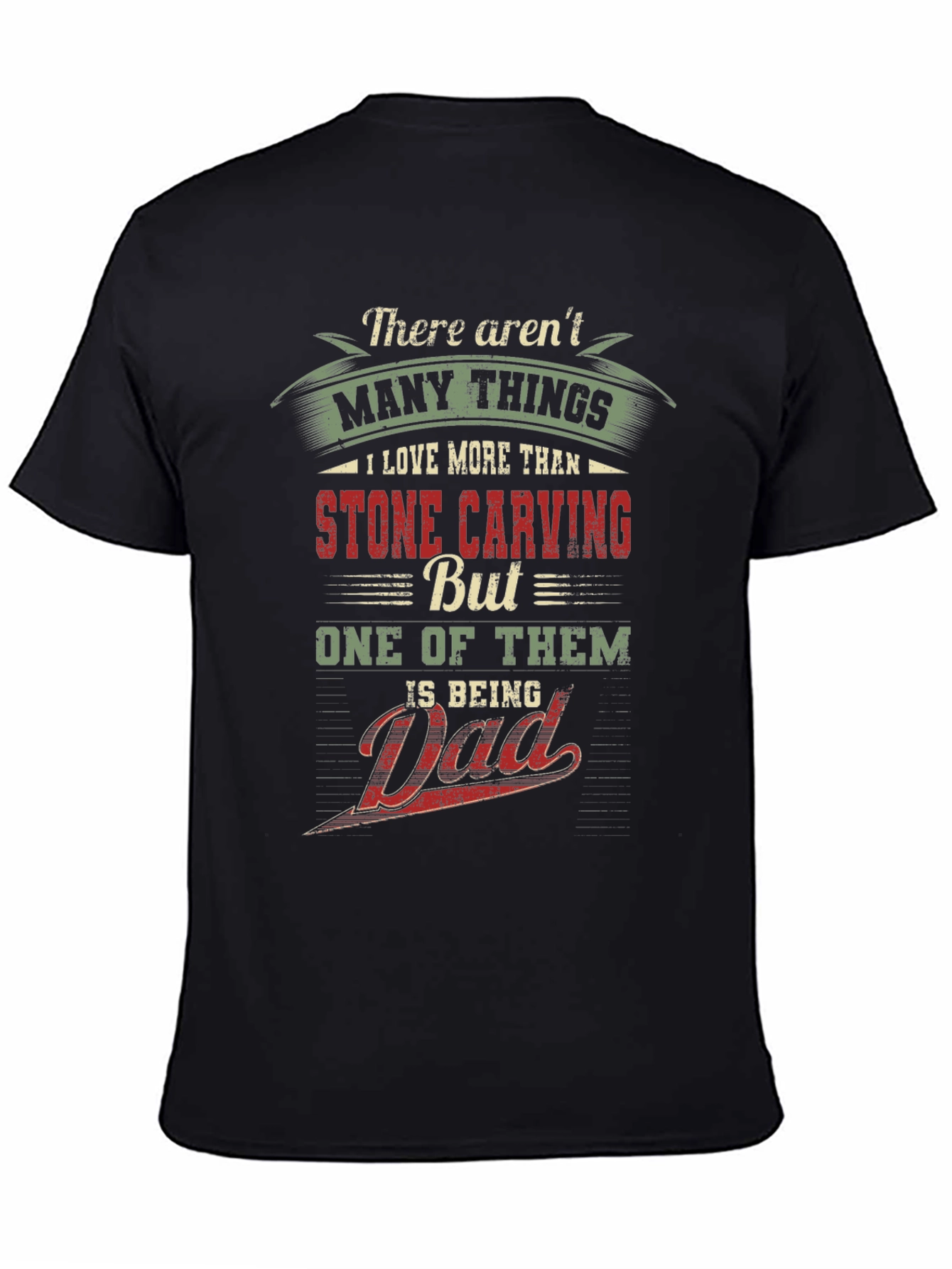 Stone Carving Dad Black Graphic T-Shirt