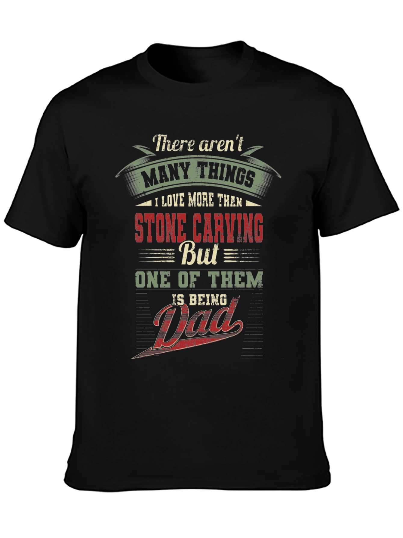 Stone Carving Dad Black Graphic T-Shirt