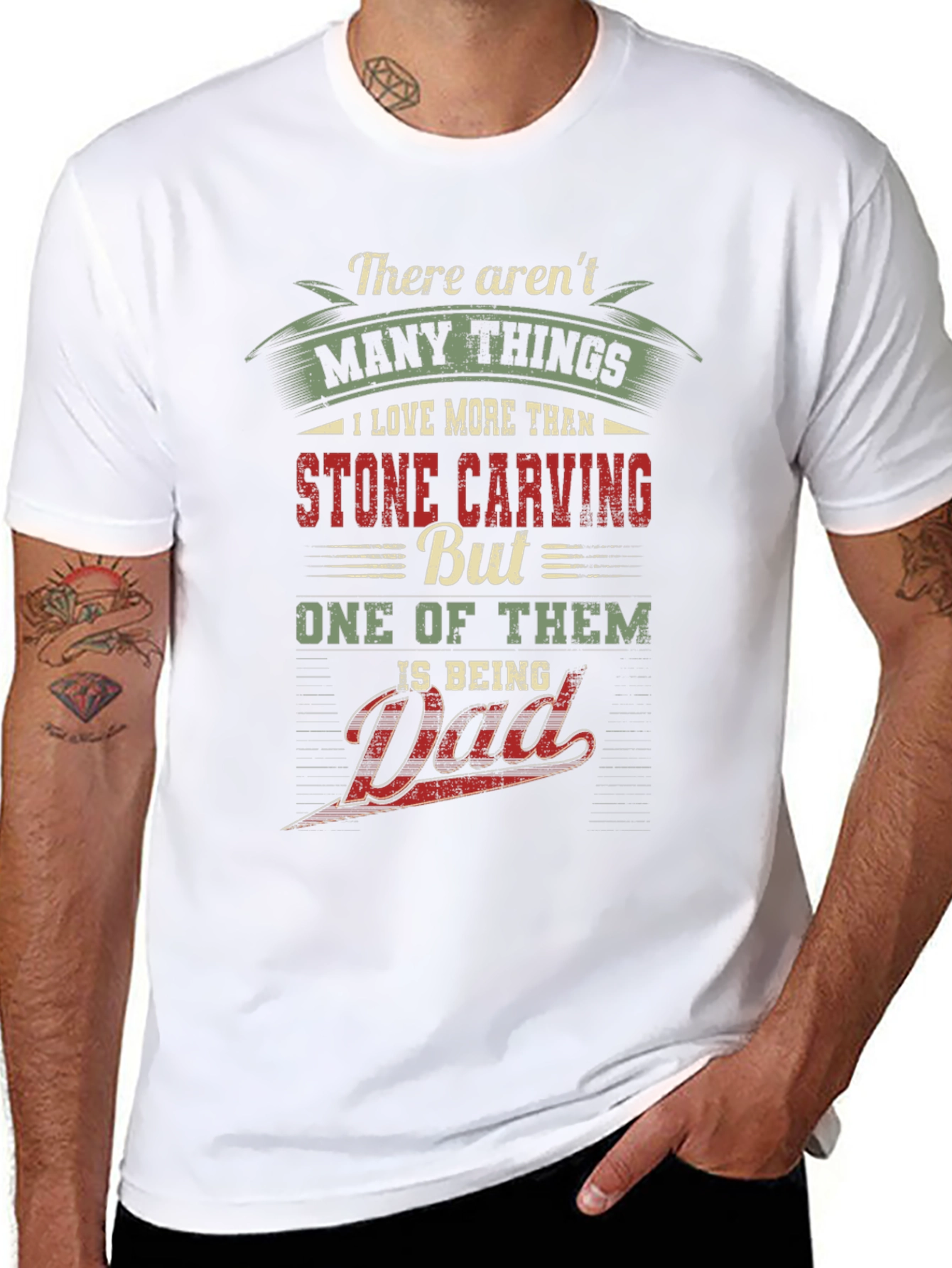 Stone Carving Dad Black Graphic T-Shirt
