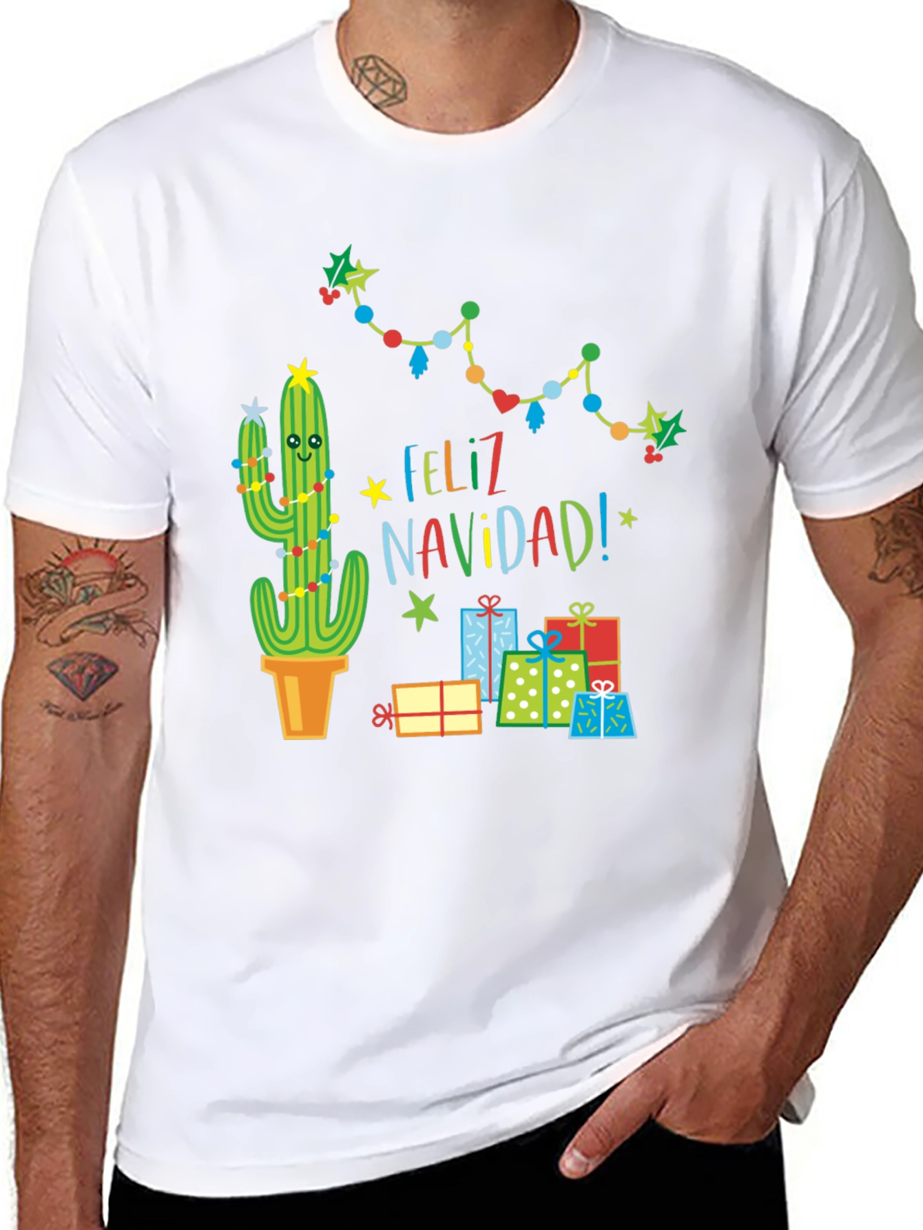 Feliz Navidad Cactus T-Shirt - Holiday Gift