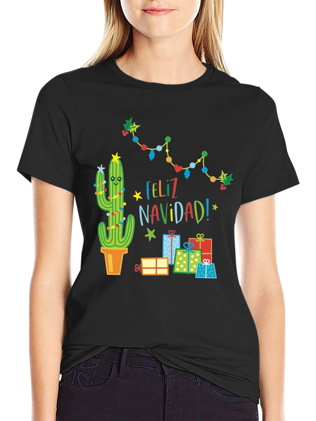 Feliz Navidad Cactus T-Shirt - Holiday Gift
