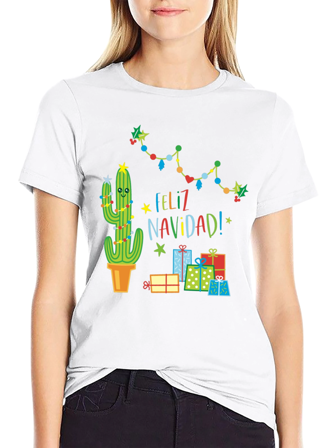 Feliz Navidad Cactus T-Shirt - Holiday Gift