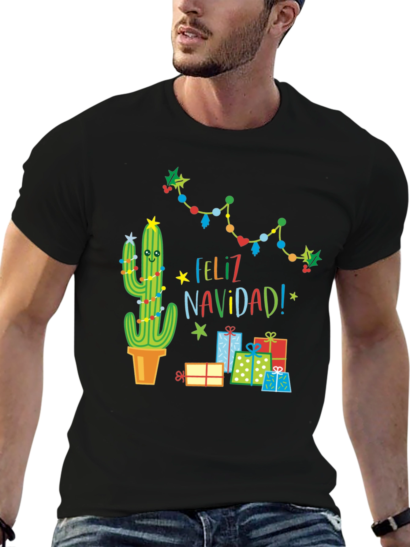 Feliz Navidad Cactus T-Shirt - Holiday Gift