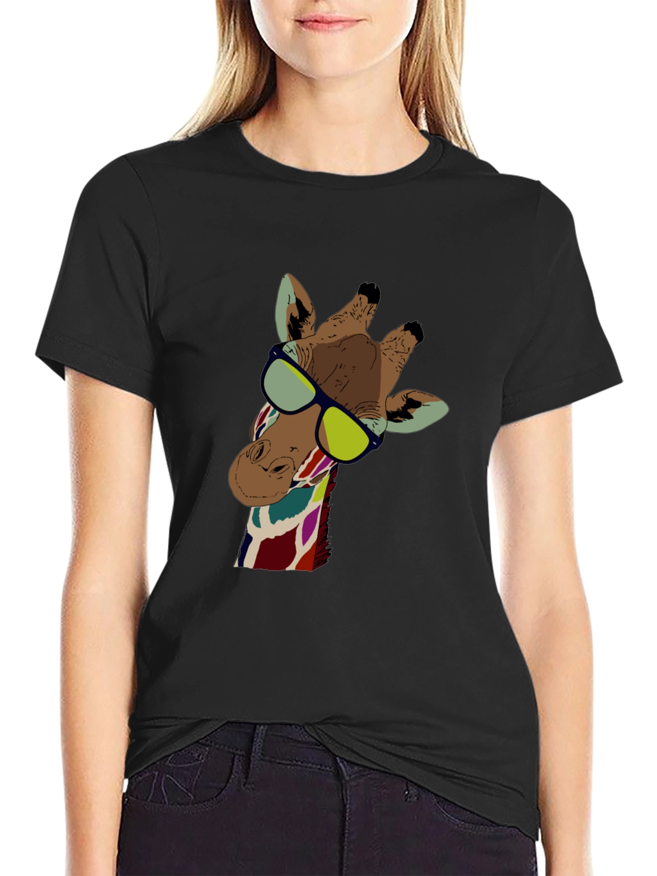 Cool Giraffe Graphic Tee - Unisex Black T-Shirt