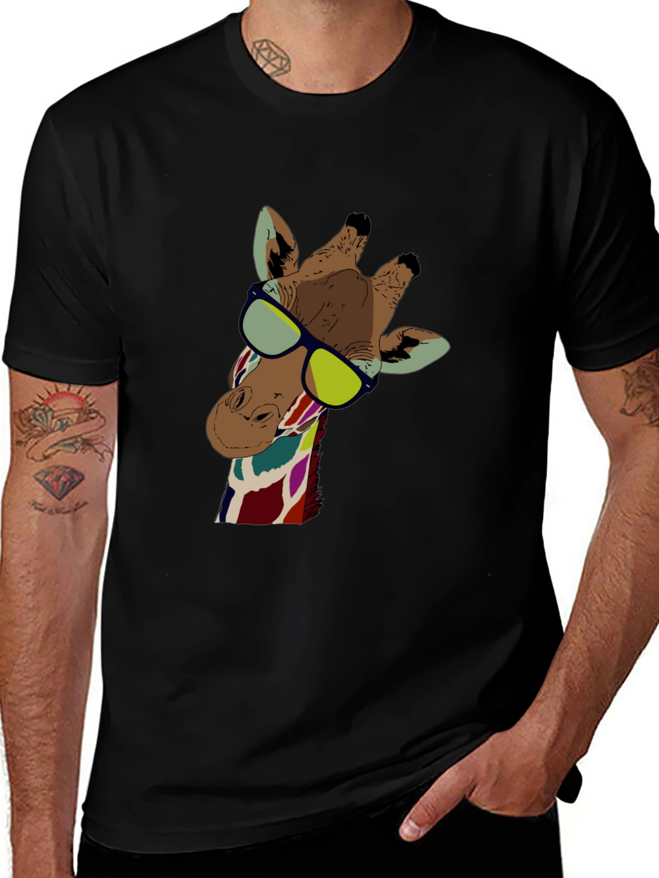 Cool Giraffe Graphic Tee - Unisex Black T-Shirt